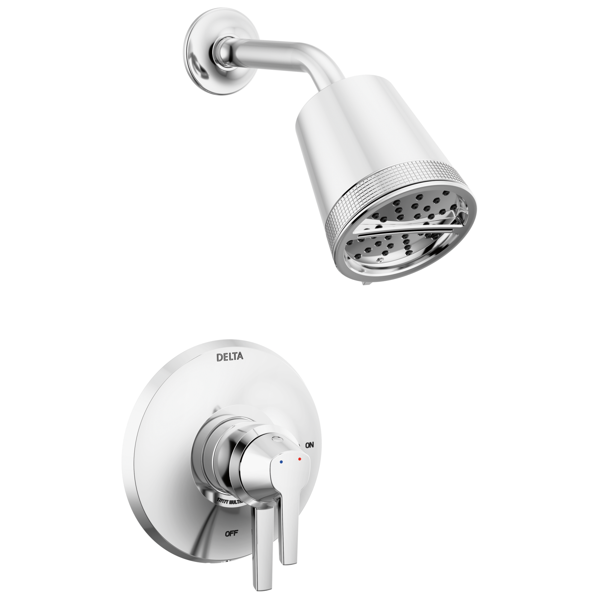 Grifo de ducha redondo de 4.25 pulgadas con 2 manijas y funciones múltiples Lumicoat Chrome de Delta Galeon T17271-PR
