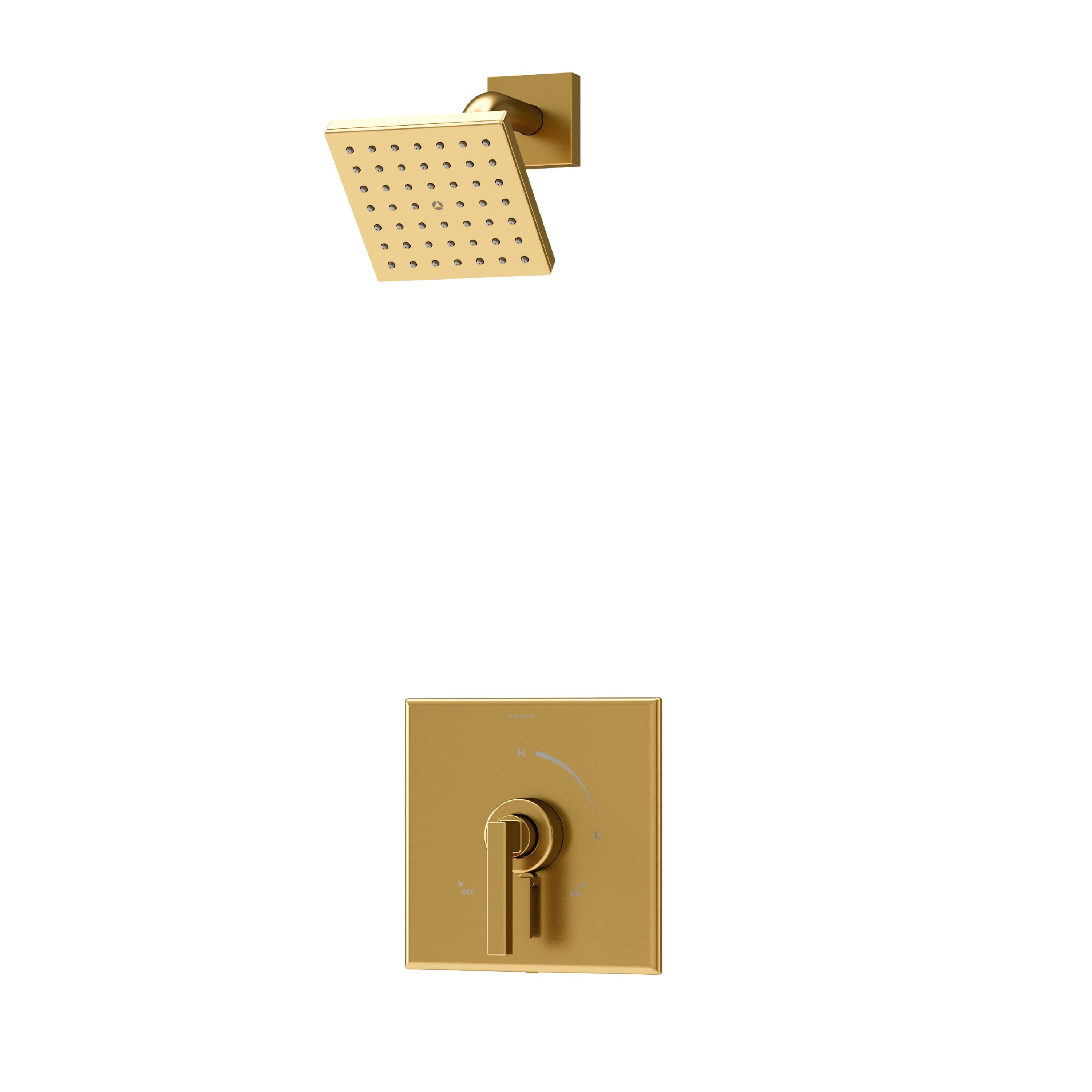 Grifo de ducha de una sola función con manija de bronce cepillado Symmons Duro de 4.92 pulgadas cuadradas.