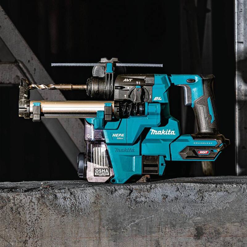 Martillo rotativo Makita 40V max XGT Brushless de 13/16 pulgadas con kit de extractor, AFT (2.5Ah) con bono de amoladora de ángulo XGT Brushless de 5 pulgadas - GRH10D1W-GAG13Z