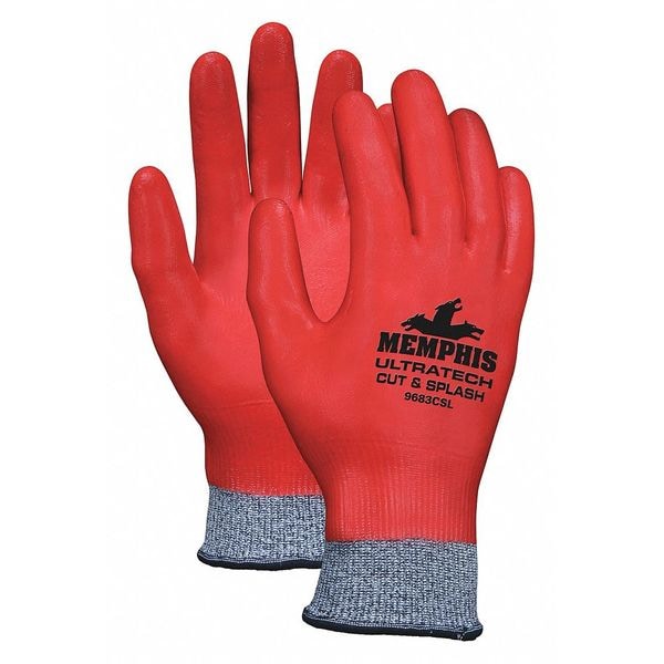 Guantes recubiertos Mcr Safety, Nivel de corte A3, 10 ga, Rojo, Sal y Pimienta, Talla S - 9683CSS