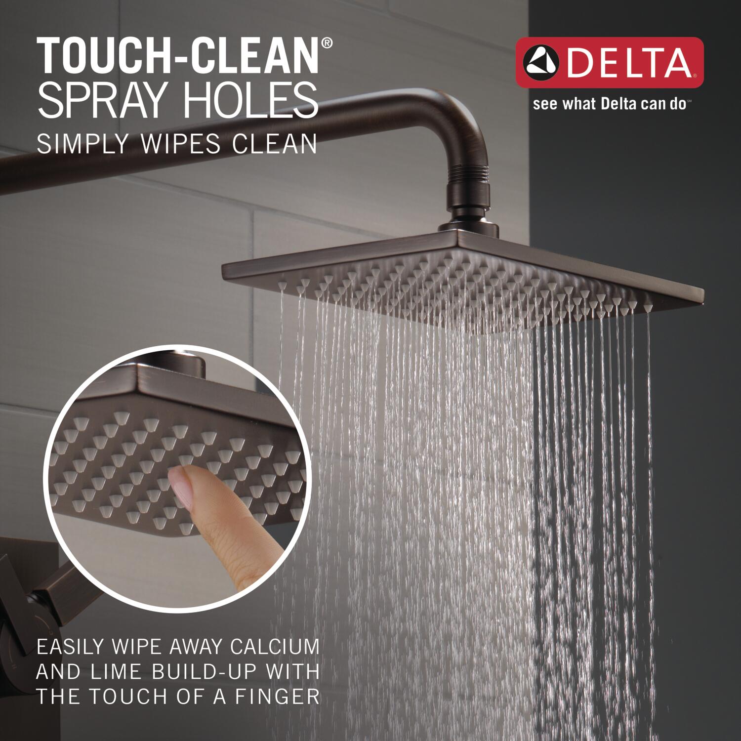Grifo para ducha cuadrado de 5.7 pulgadas con 2 manijas en bronce veneciano Vero Delta