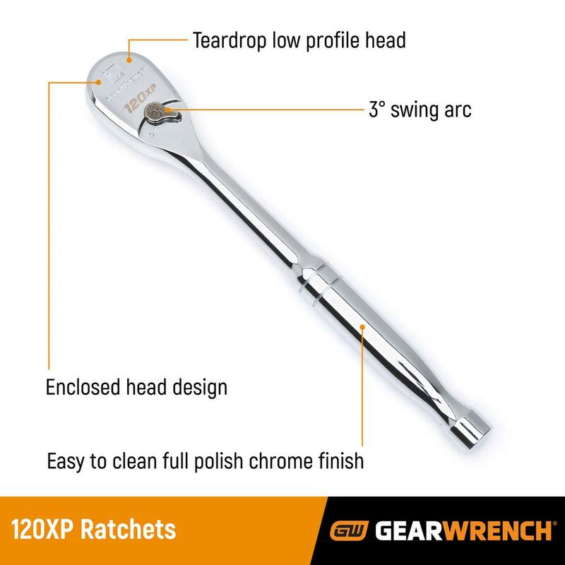Juego de herramientas mecánicas GEARWRENCH 120XP 1/4 pulg. Drive 6 puntos estándar y profundo SAE/Métrico Ratchet y Socket (51 piezas) - 80300P