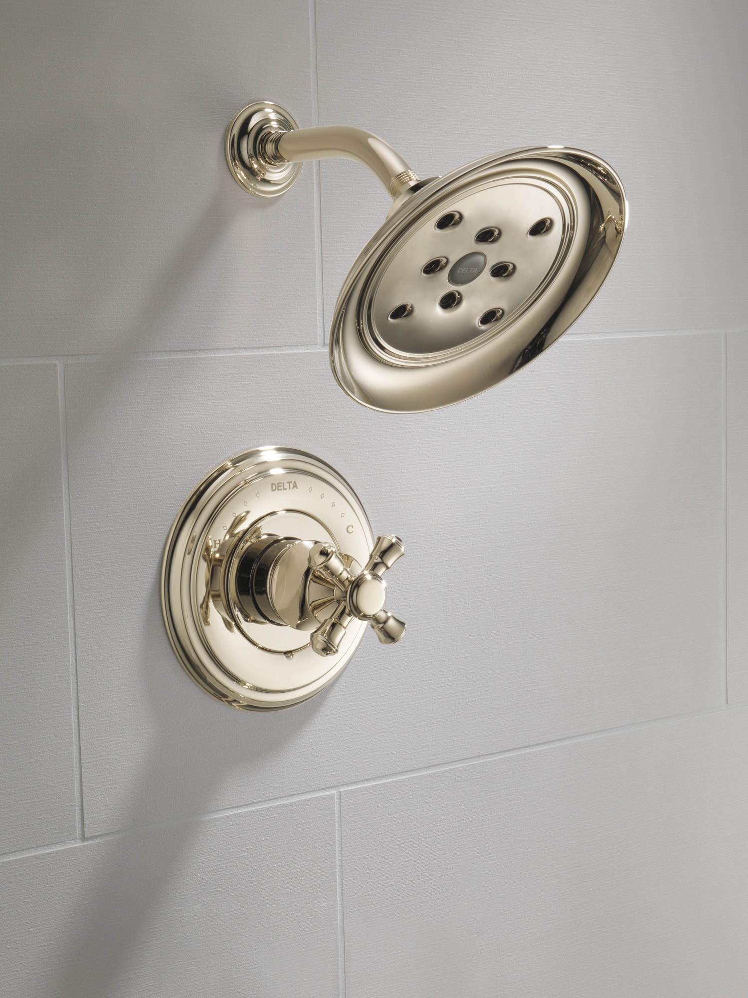 Grifería de ducha redonda de níquel pulido Delta Cassidy Vendido por separado de función simple de 7.8750 pulgadas - T14297-PNLHP