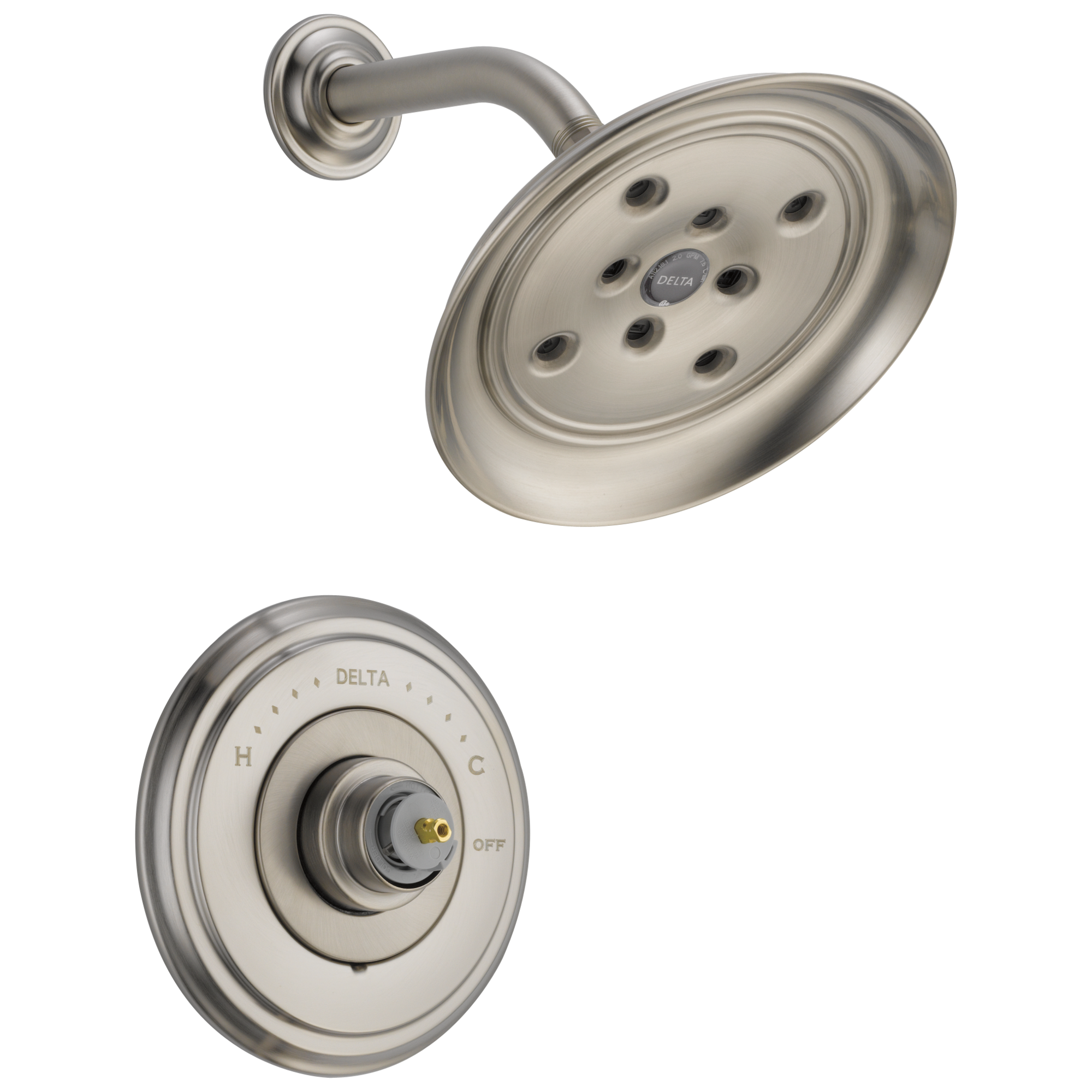 Delta Cassidy Acero Inoxidable Se vende por separado Ducha redonda de una sola función de 7.875 pulgadas con válvula T14297-SSLHP