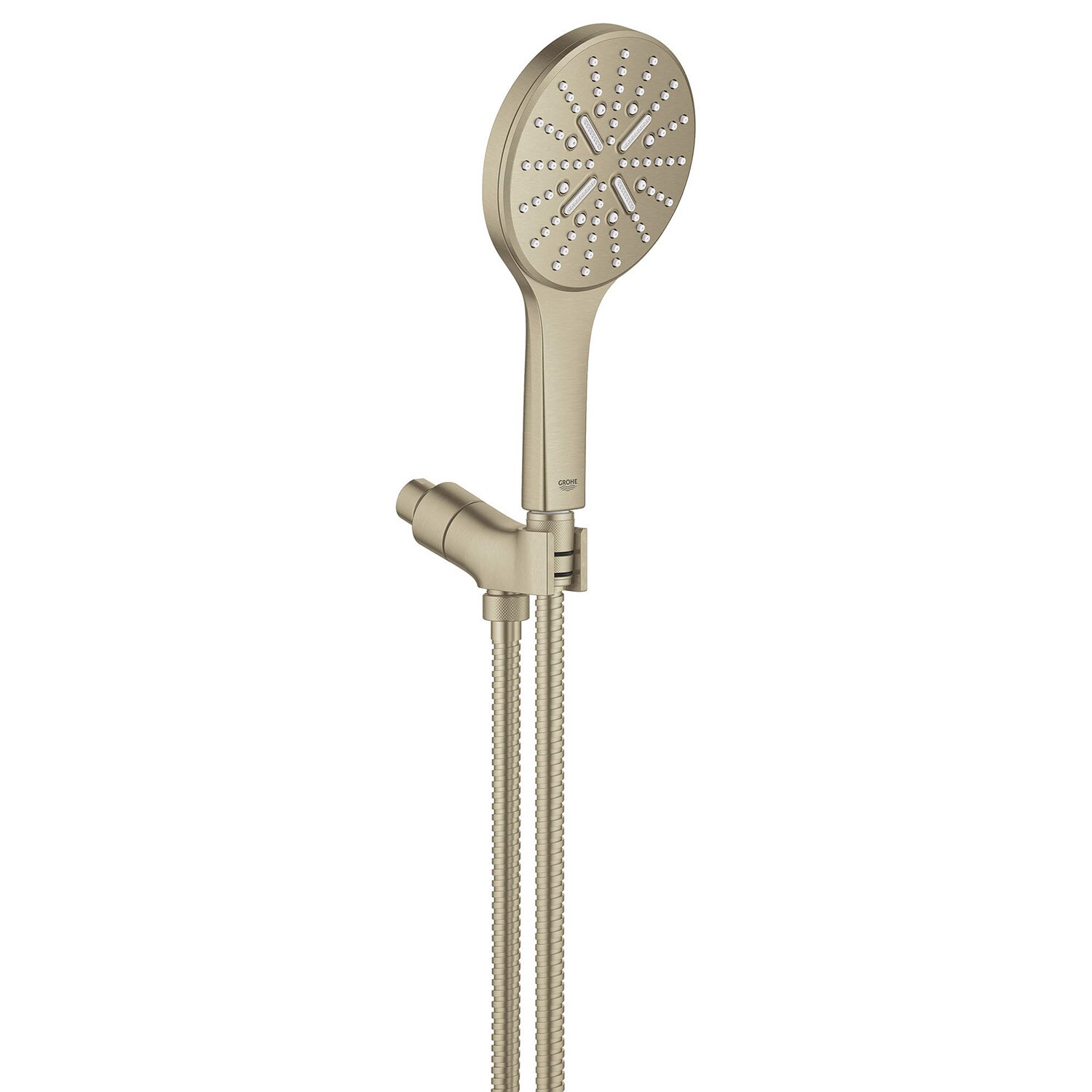 Regadera de mano con un mango en níquel cepillado de 5.13 pulgadas de diámetro - GROHE Rainshower 26604EN0