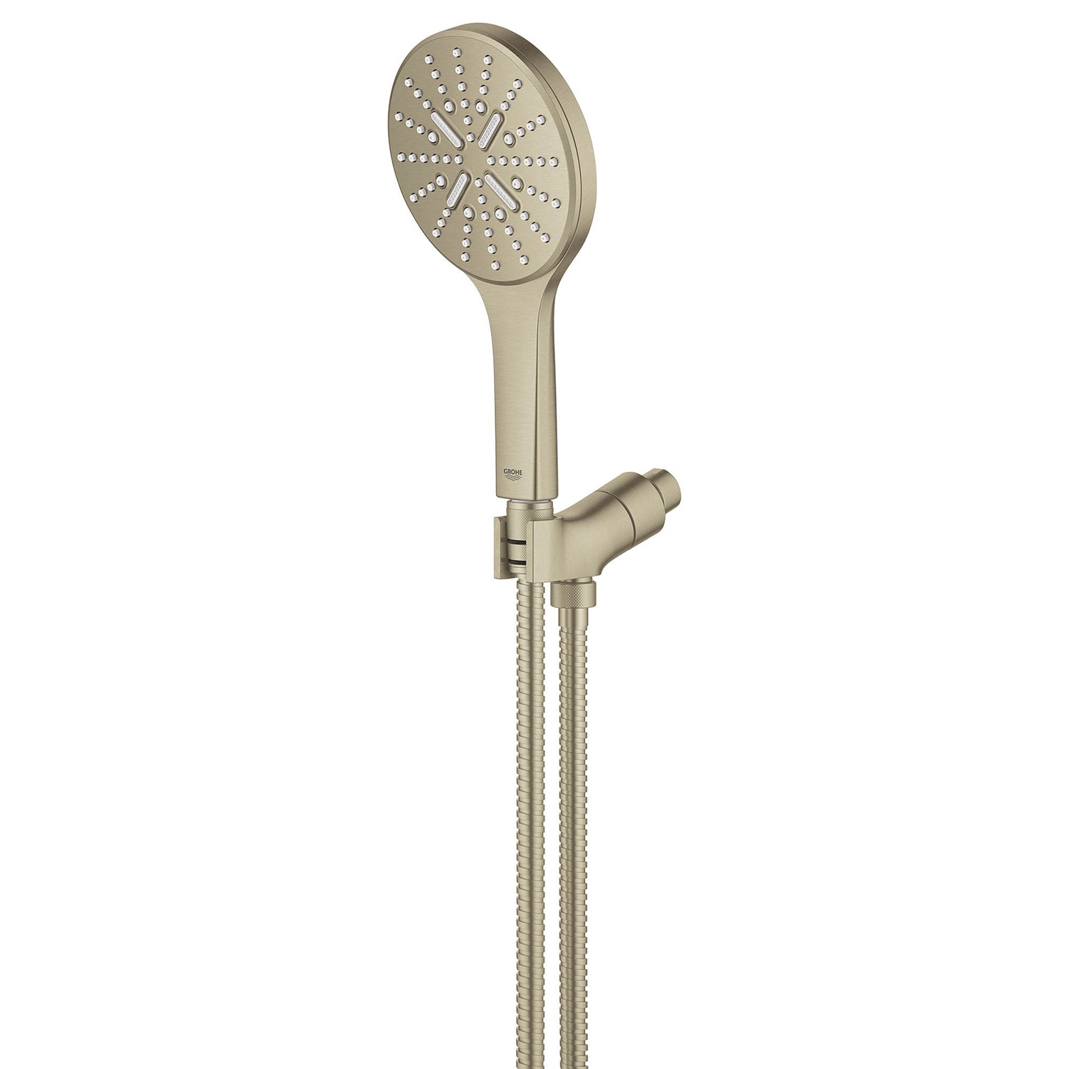 Regadera de mano con un mango en níquel cepillado de 5.13 pulgadas de diámetro - GROHE Rainshower 26604EN0