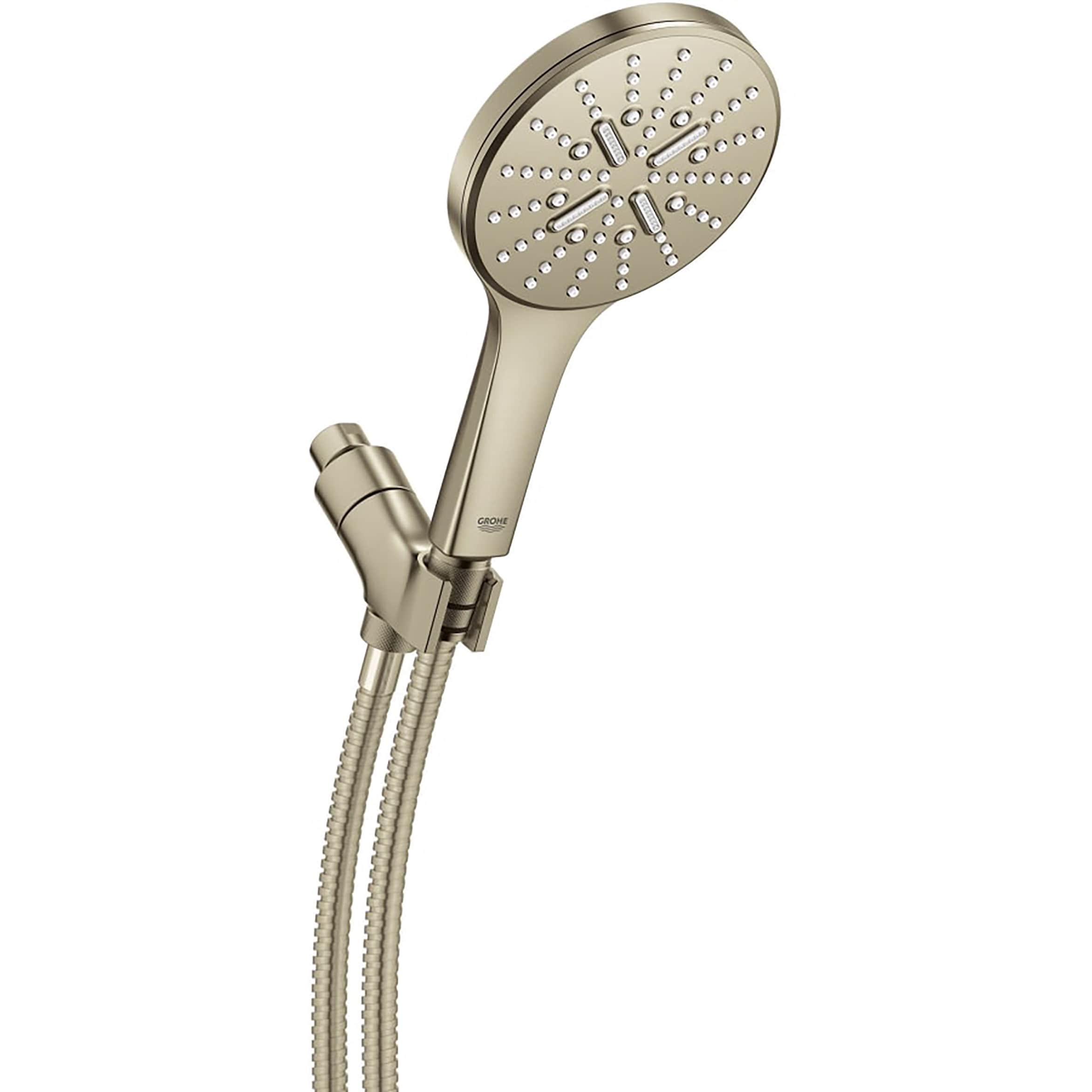 Regadera de mano con un mango en níquel cepillado de 5.13 pulgadas de diámetro - GROHE Rainshower 26604EN0