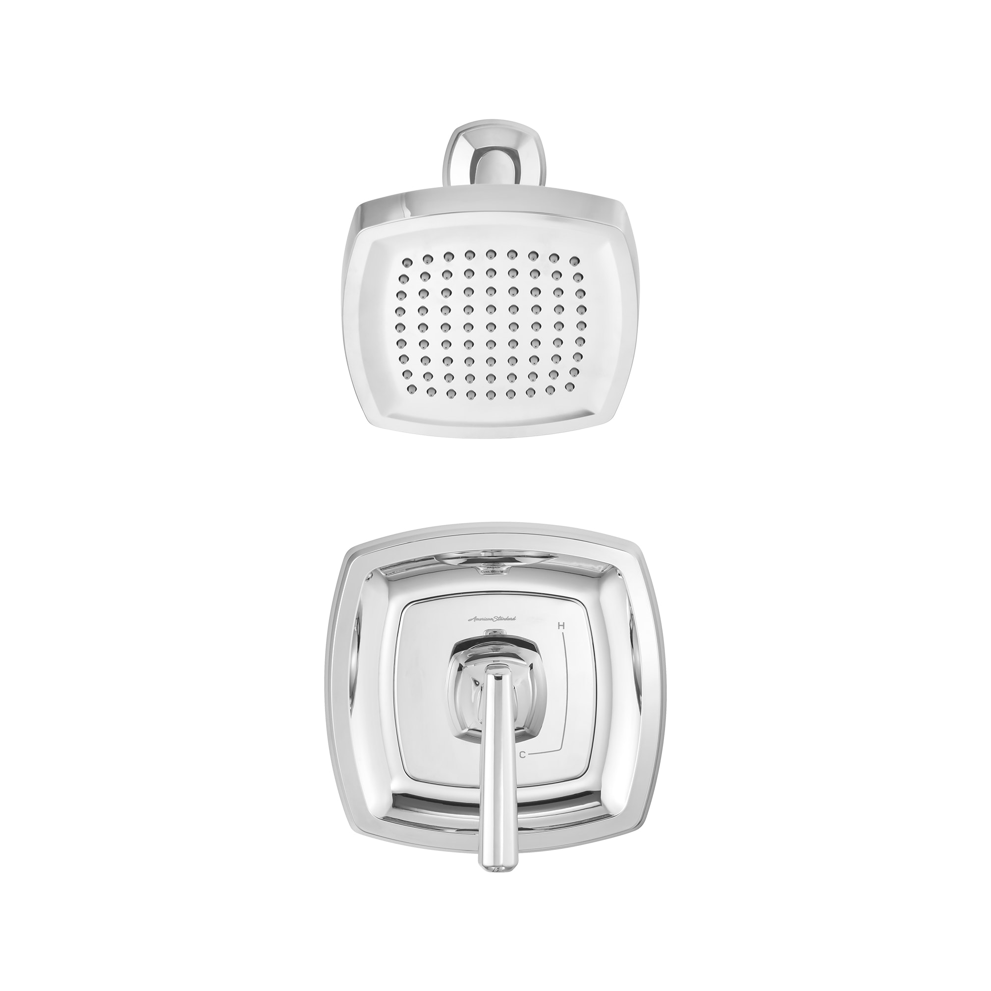 Grifo de regadera redondo de 5.75 pulgadas con acabado cromado brillante de American Standard Edgemere de una sola manija y función sencilla TU018501.002.