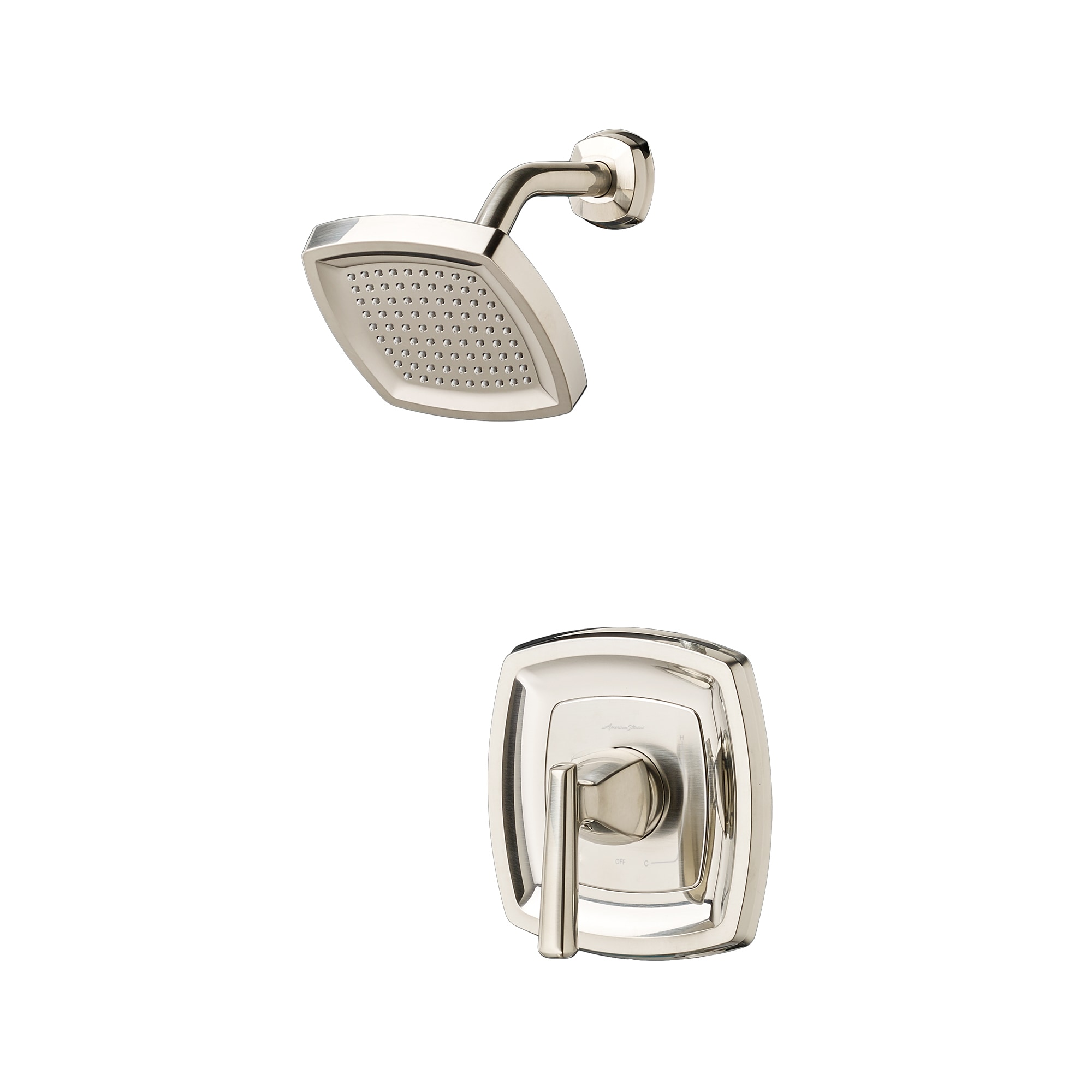 Grifo de ducha redondo de 5.75 pulgadas de función única con un solo mango en níquel cepillado Edgemere Standard Americano TU018501.295