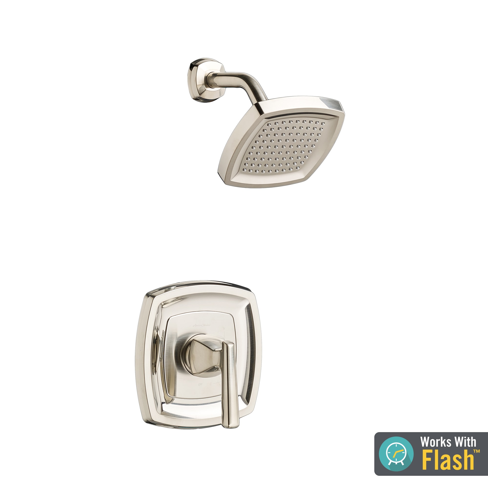 Grifo de ducha redondo de 5.75 pulgadas de función única con un solo mango en níquel cepillado Edgemere Standard Americano TU018501.295