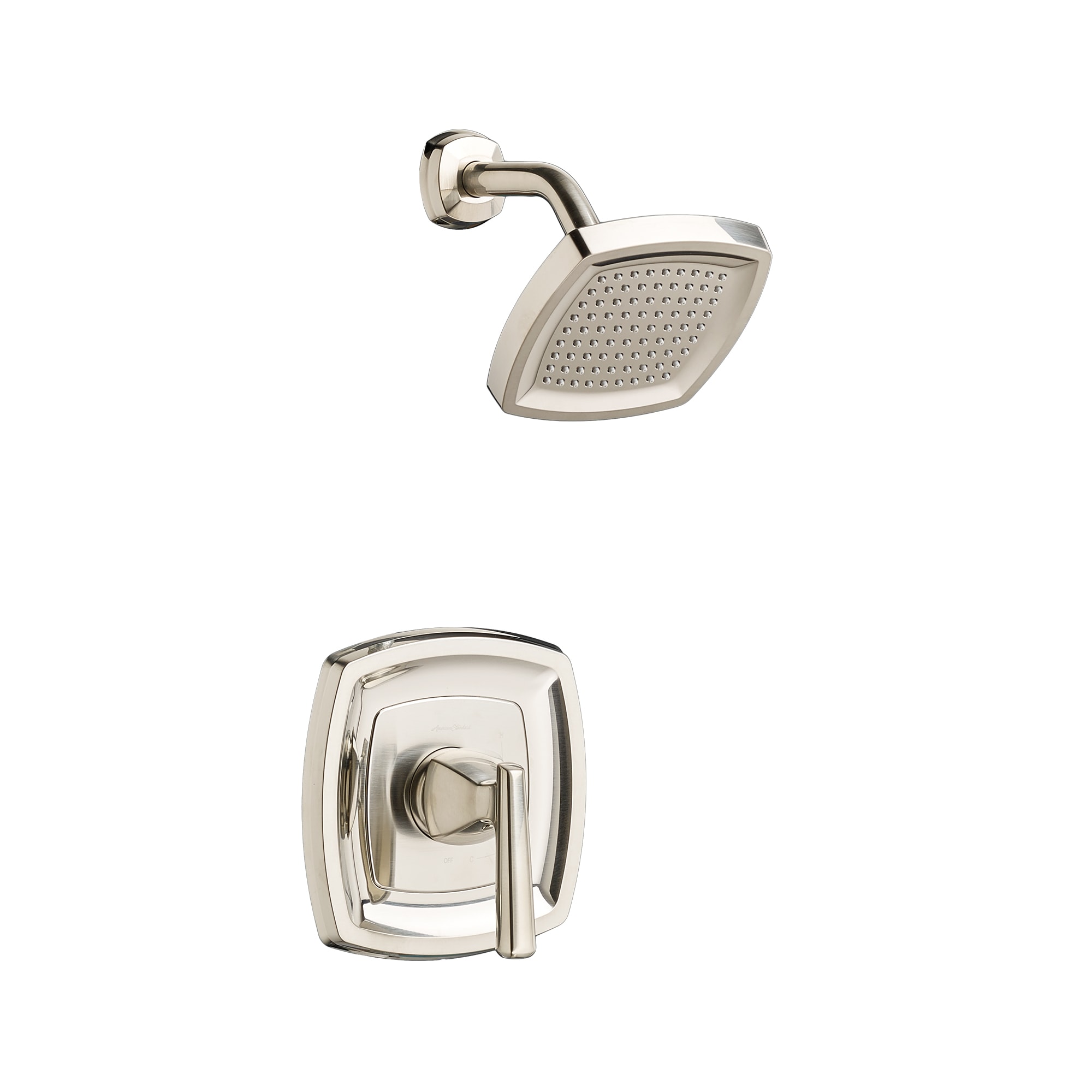 Grifo de ducha redondo de 5.75 pulgadas de función única con un solo mango en níquel cepillado Edgemere Standard Americano TU018501.295