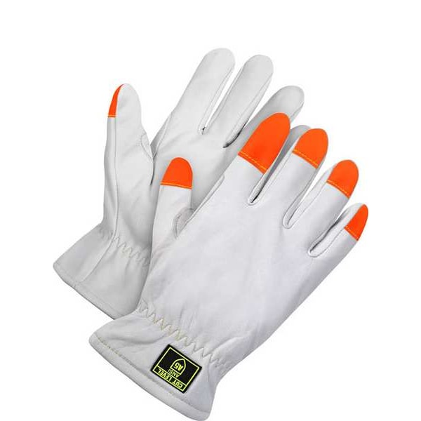 Guantes de cuero Bdg, Nivel de corte A5, Blanco/Blanco/Naranja, XL - 20-1-1891-XL