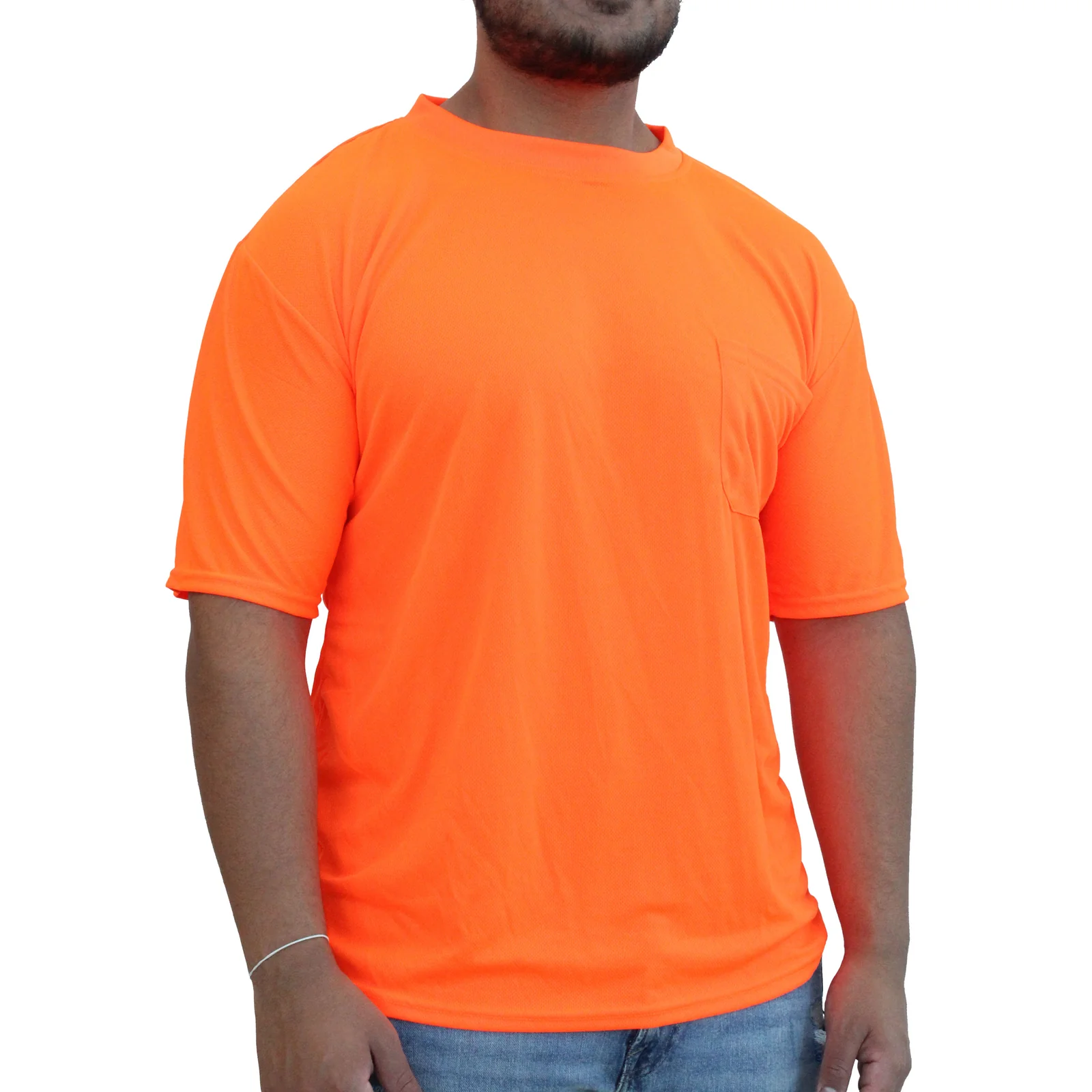 Playera naranja de manga corta de malla para adulto unisex con tecnología Glow Shield (Talla Pequeña) HW100FO (S)