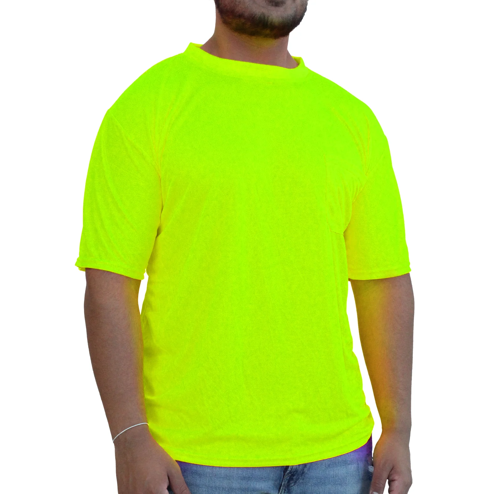 Playera térmica de manga corta unisex para adulto en malla verde "Glow Shield" (Talla pequeña) HW100FG (S)