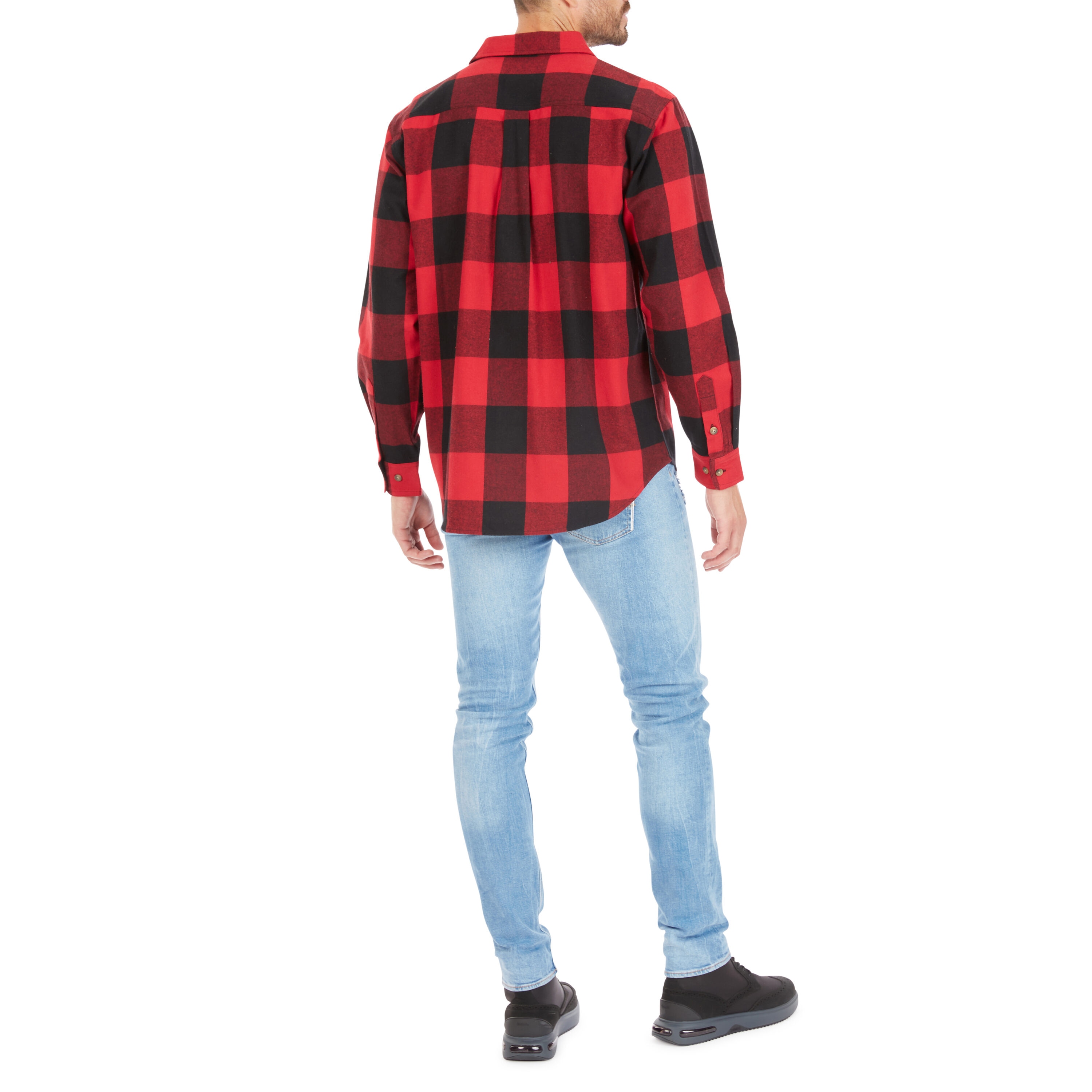 Camisa de botón de manga larga a cuadros roja tejida para hombre de Smith's Workwear (Talla Grande)