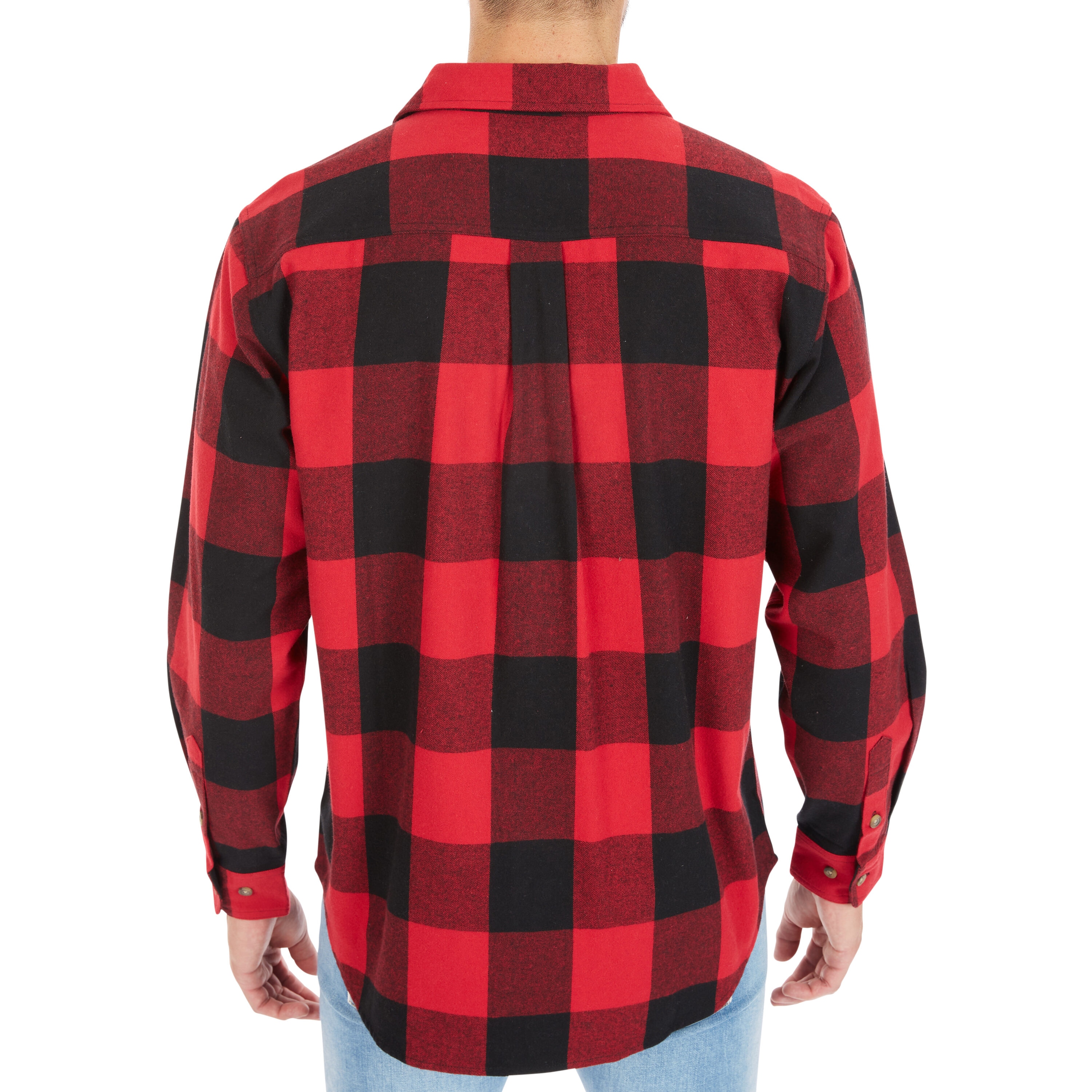 Camisa de botón de manga larga a cuadros roja tejida para hombre de Smith's Workwear (Talla Grande)