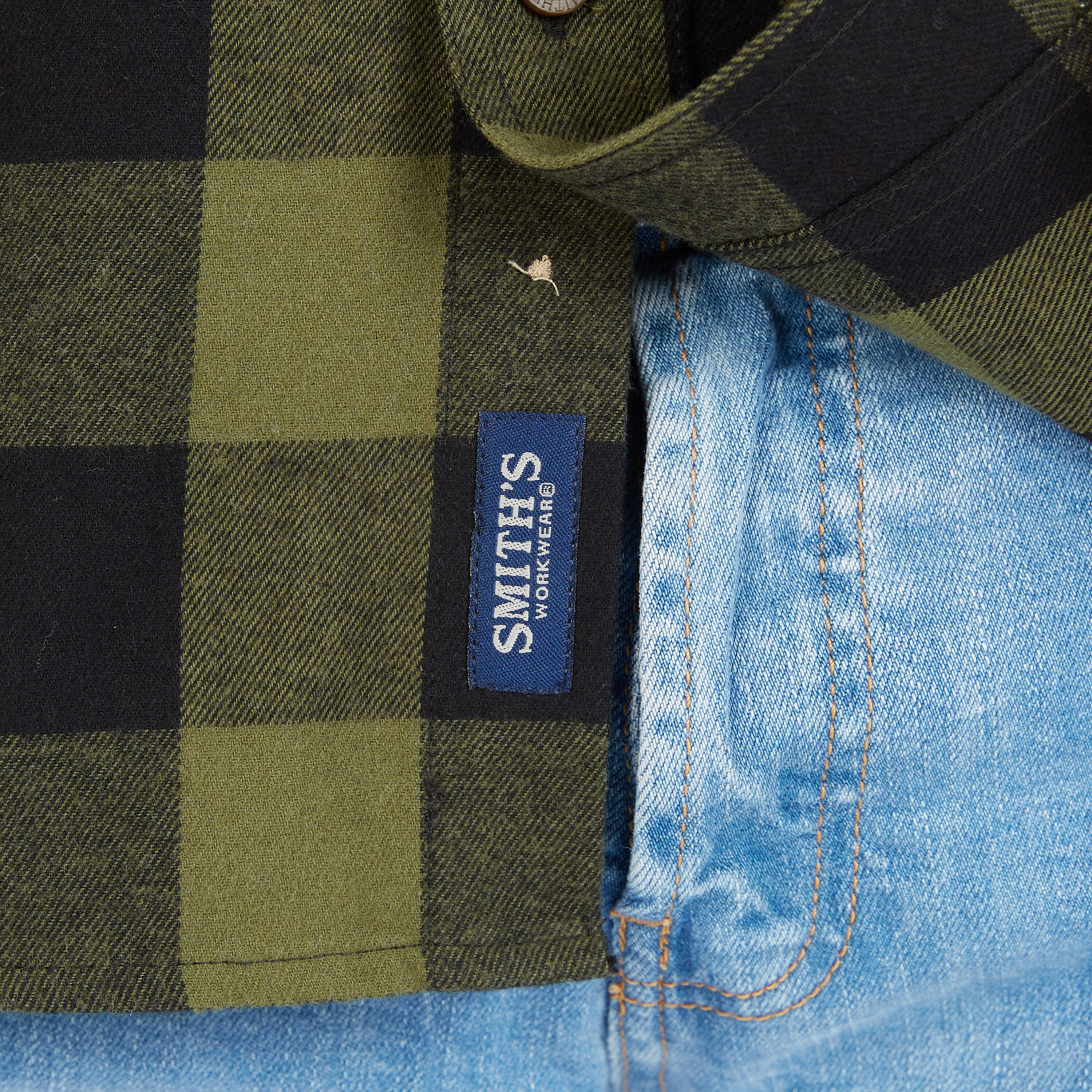 Camisa de botones a cuadros de manga larga en color verde para hombre de Smith's Workwear (talla grande)