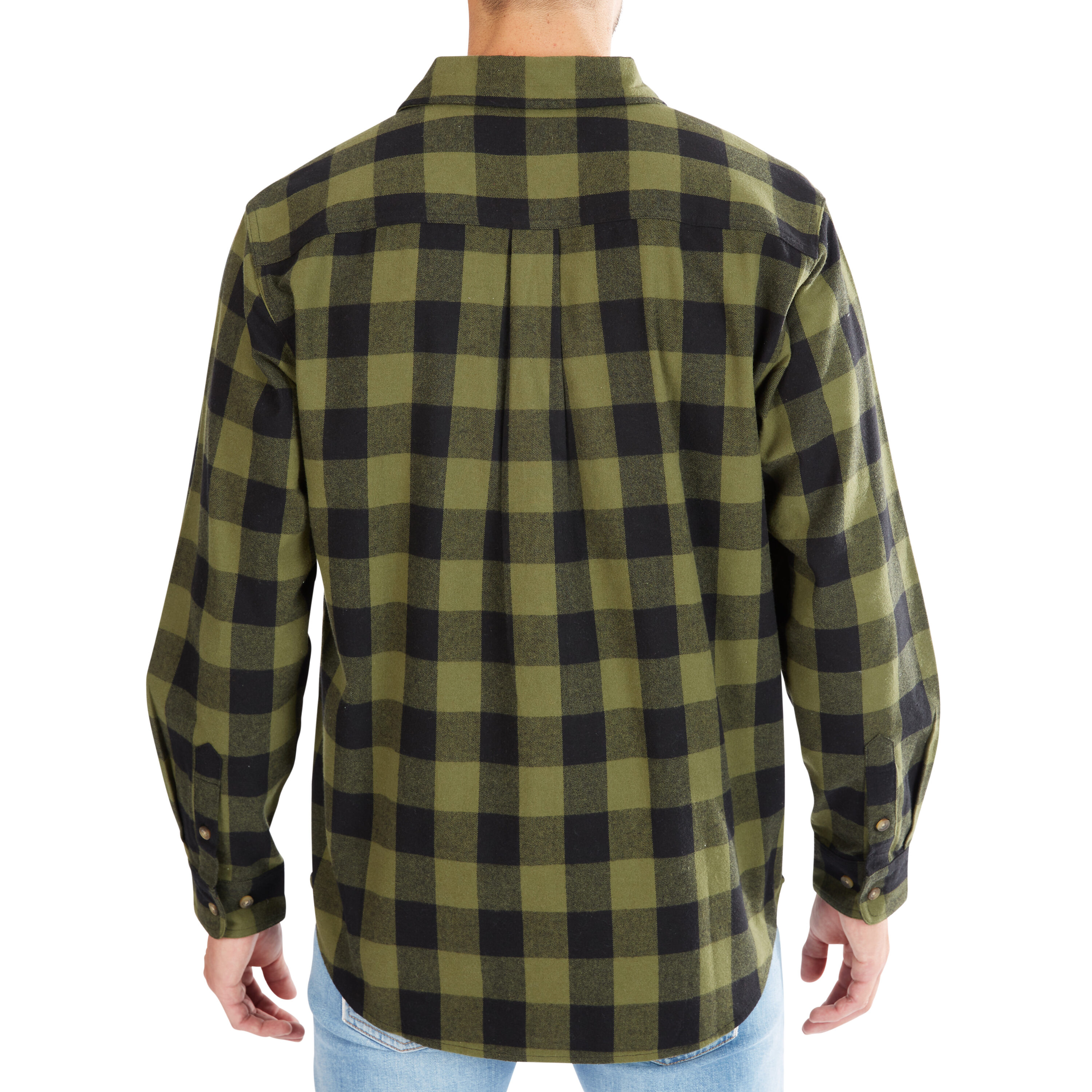 Camisa de botones a cuadros de manga larga en color verde para hombre de Smith's Workwear (talla grande)