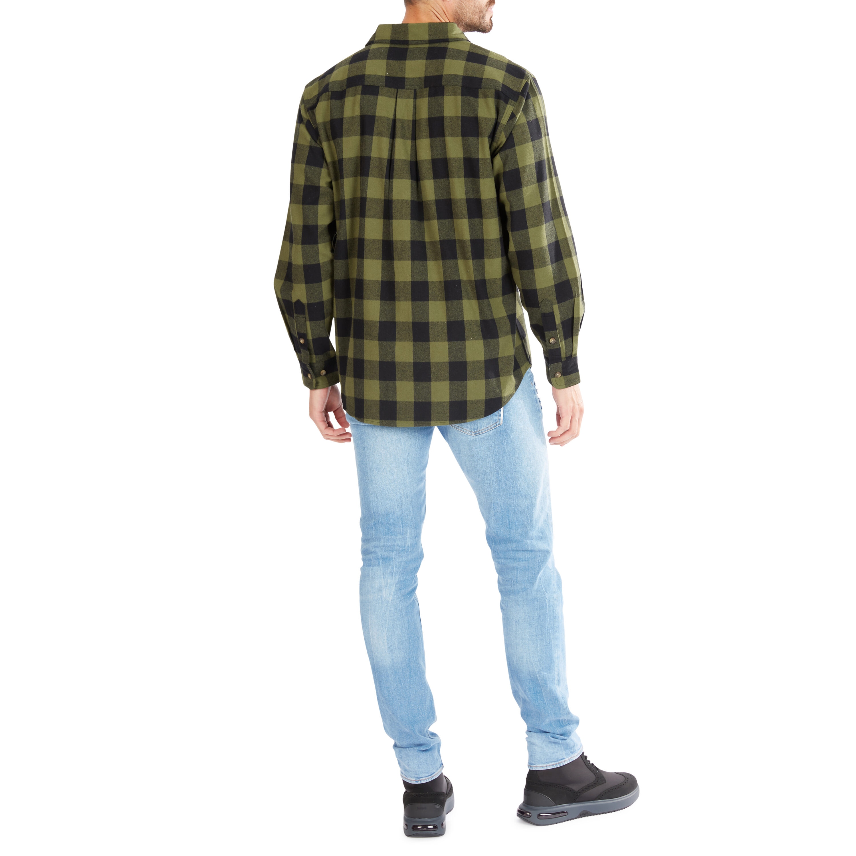Camisa de botones a cuadros de manga larga en color verde para hombre de Smith's Workwear (talla grande)