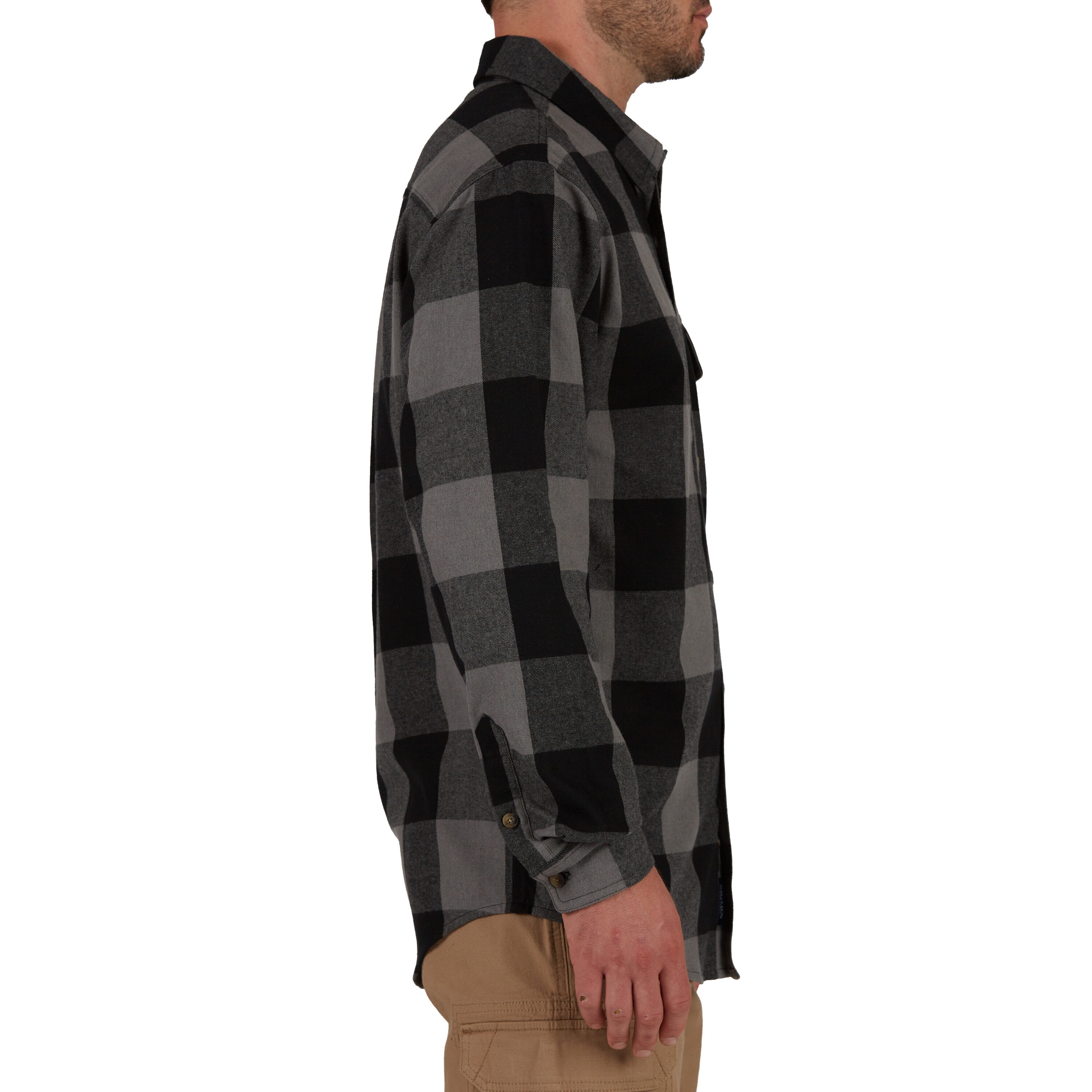 Camisa de botones a cuadros de manga larga en gris para hombre de Smith's Workwear (Grande)