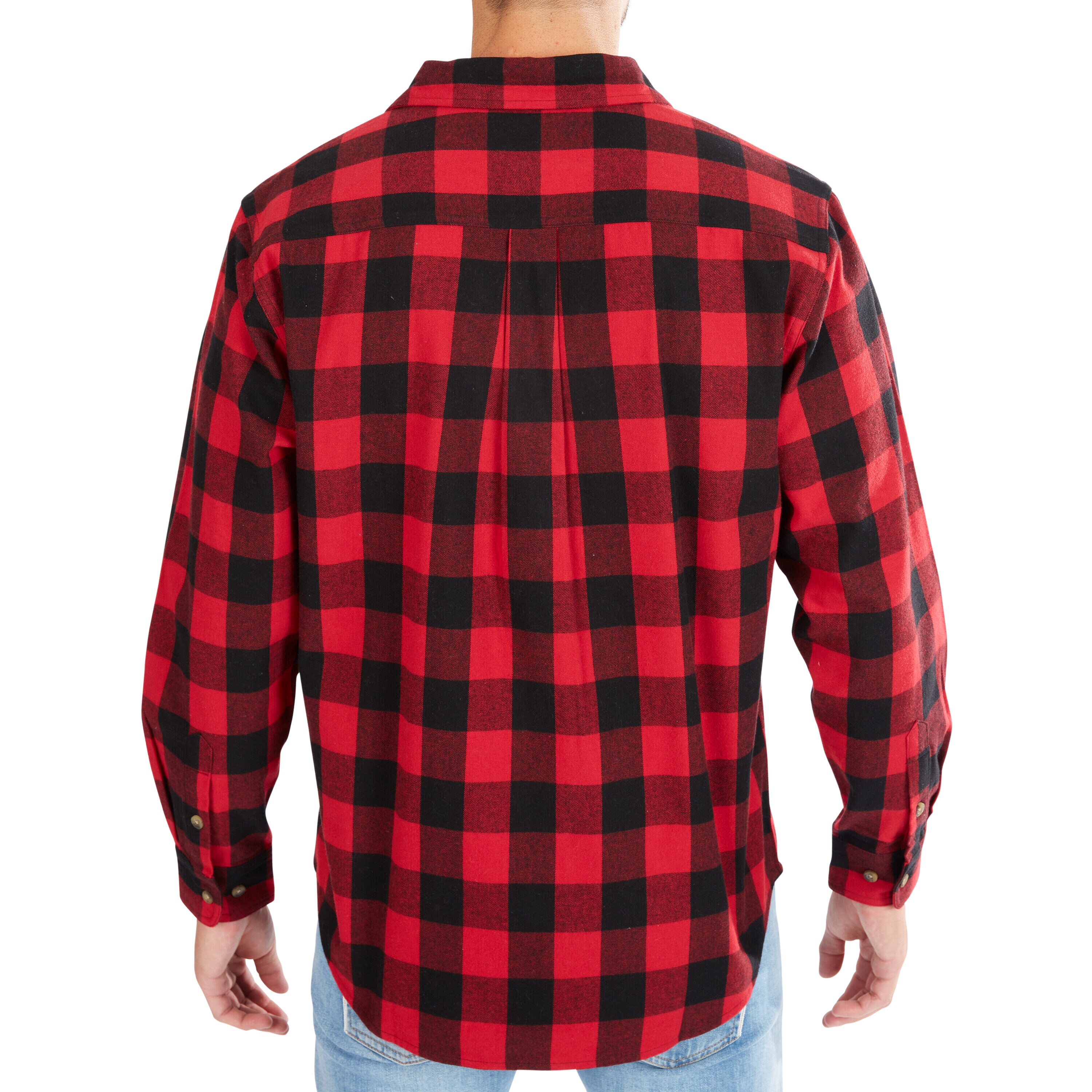 Camisa de botones a cuadros de manga larga en rojo para hombre de Smith's Workwear (Talla Grande)