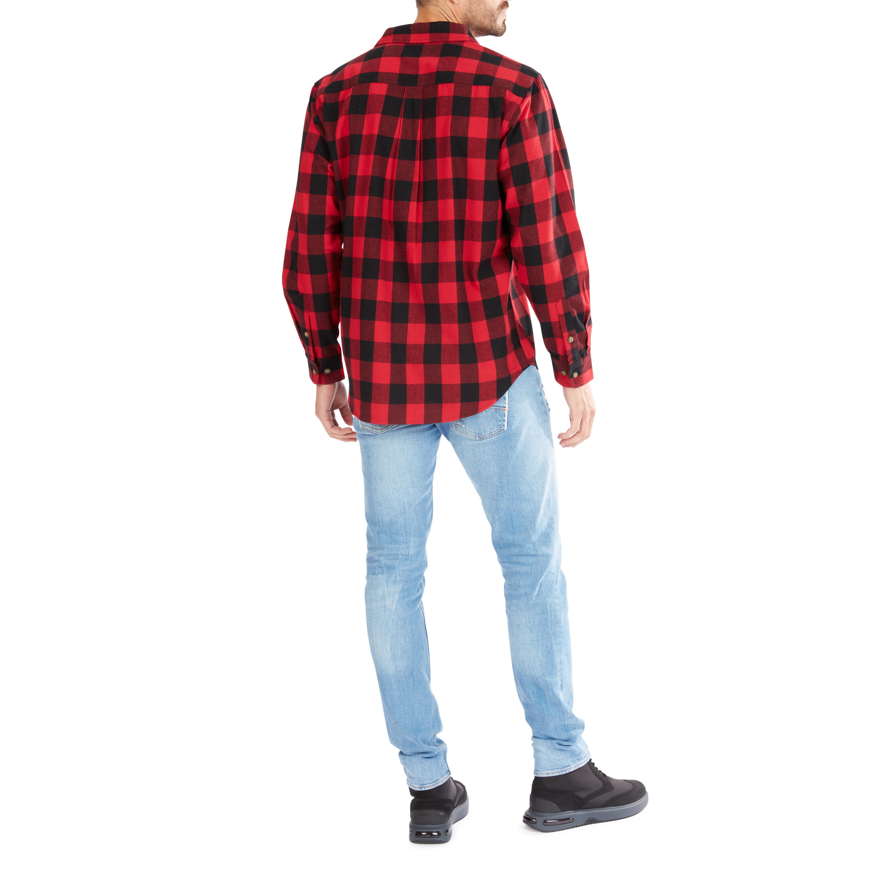 Camisa de botones a cuadros de manga larga en rojo para hombre de Smith's Workwear (Talla Grande)