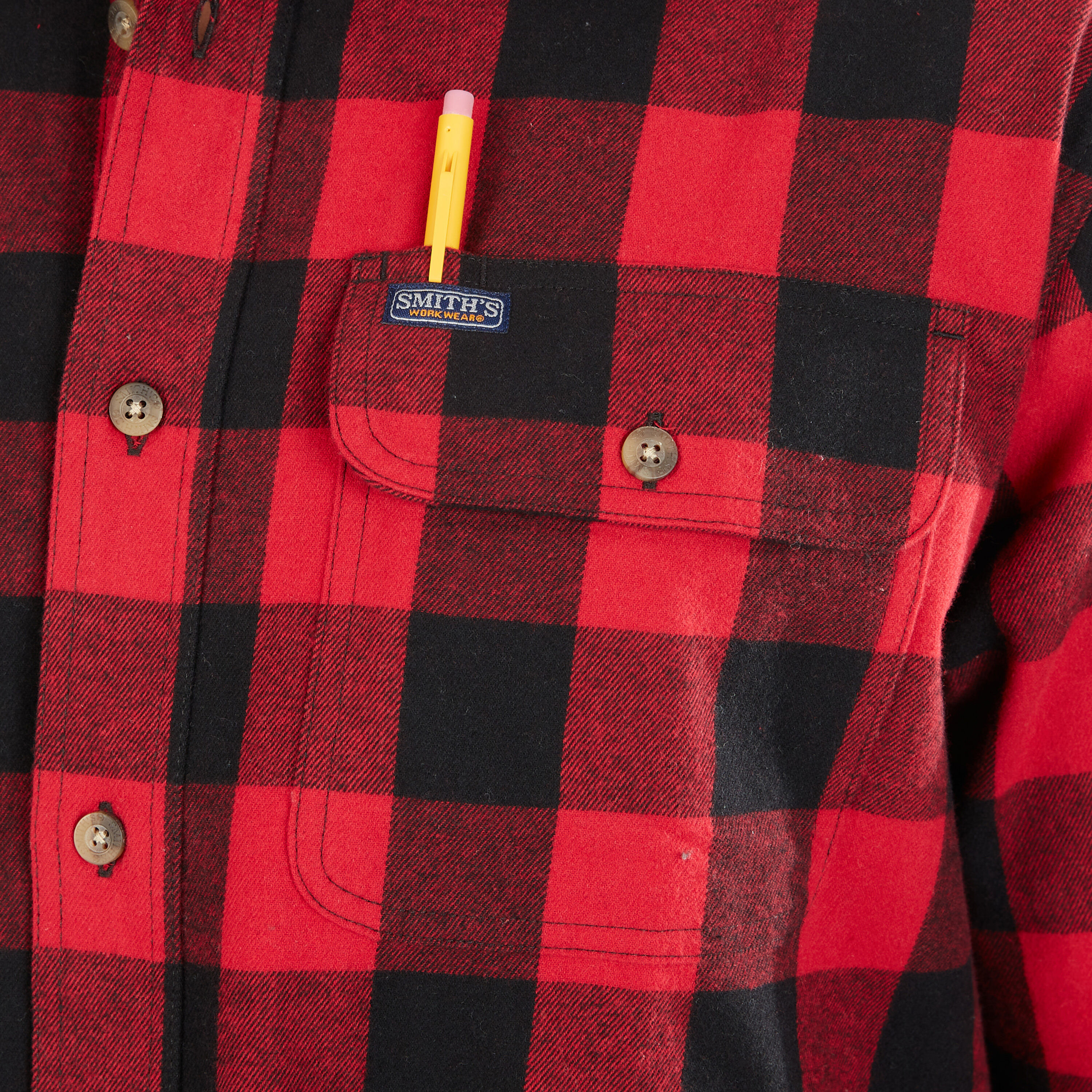 Camisa de botones a cuadros de manga larga en rojo para hombre de Smith's Workwear (Talla Grande)