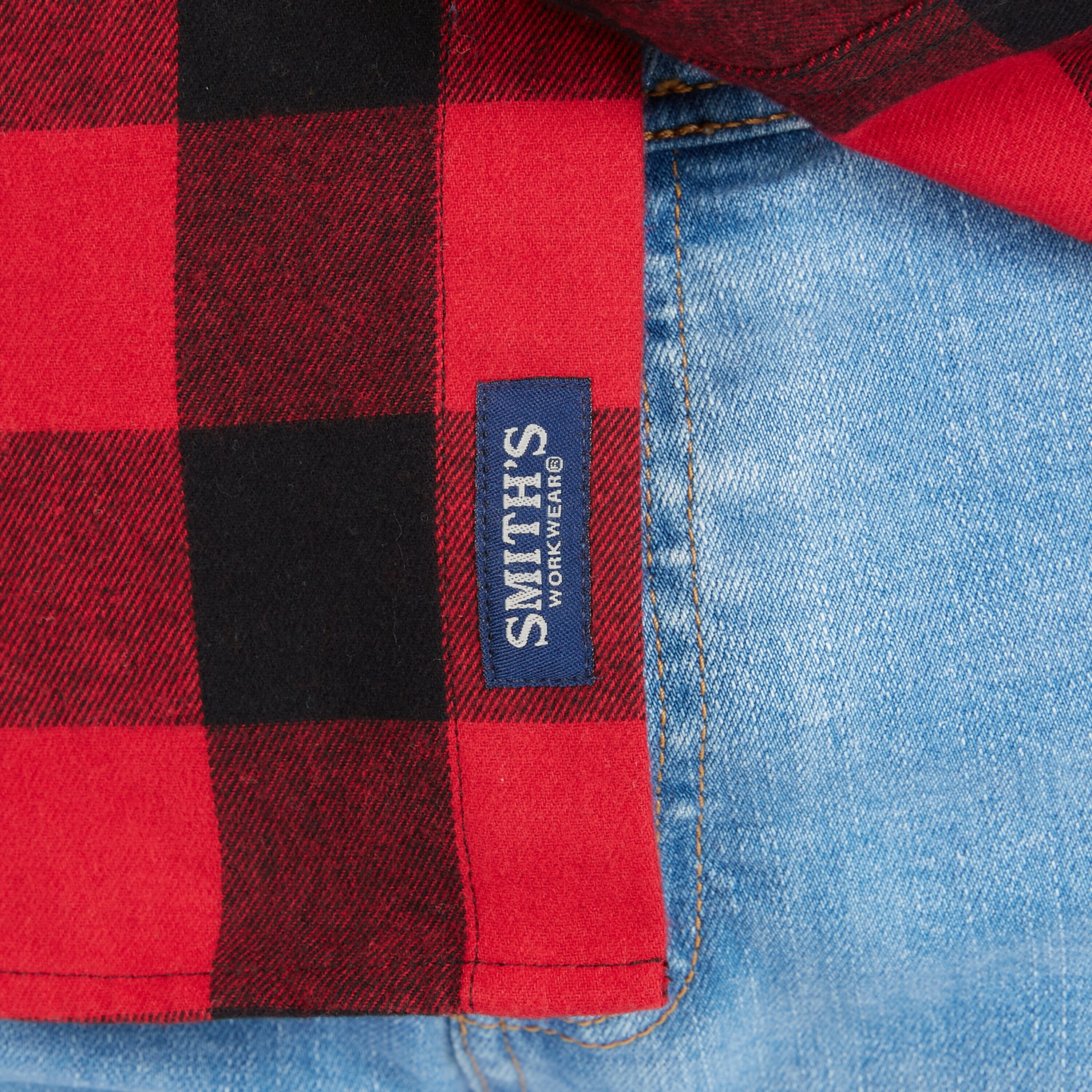 Camisa de botones a cuadros de manga larga en rojo para hombre de Smith's Workwear (Talla Grande)