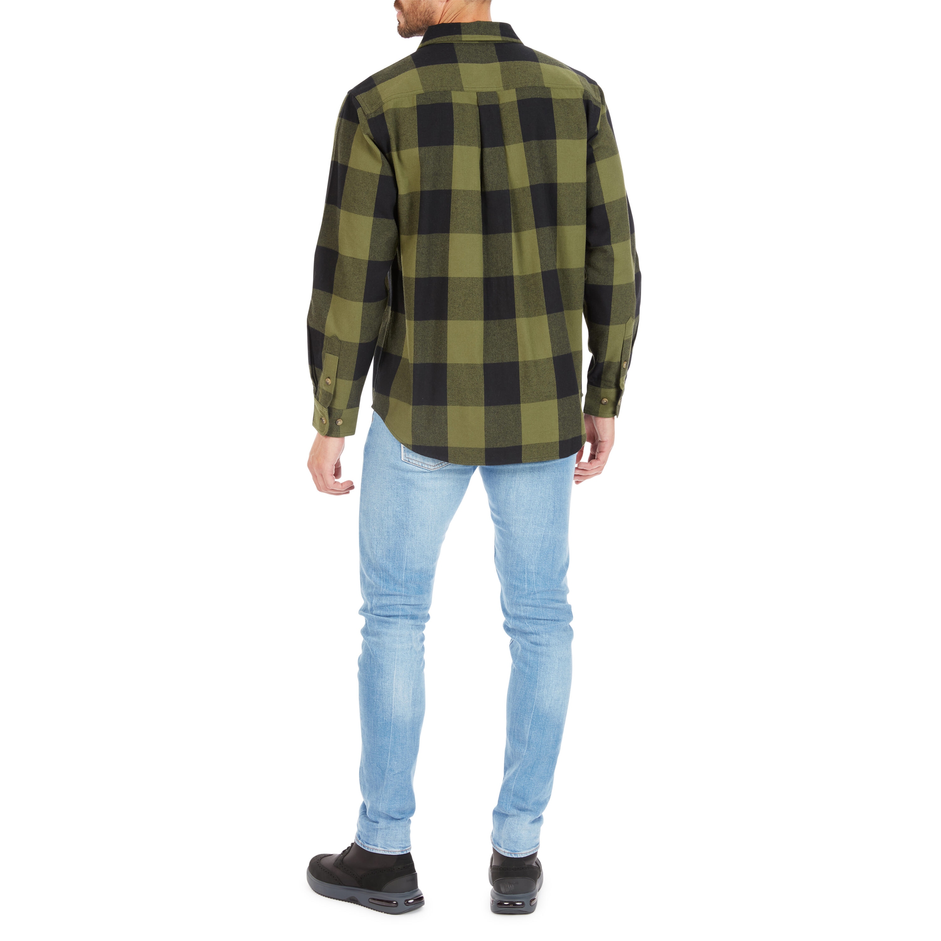 Playera de manga larga a cuadros en tono verde para hombre de Smith's Workwear (talla grande)