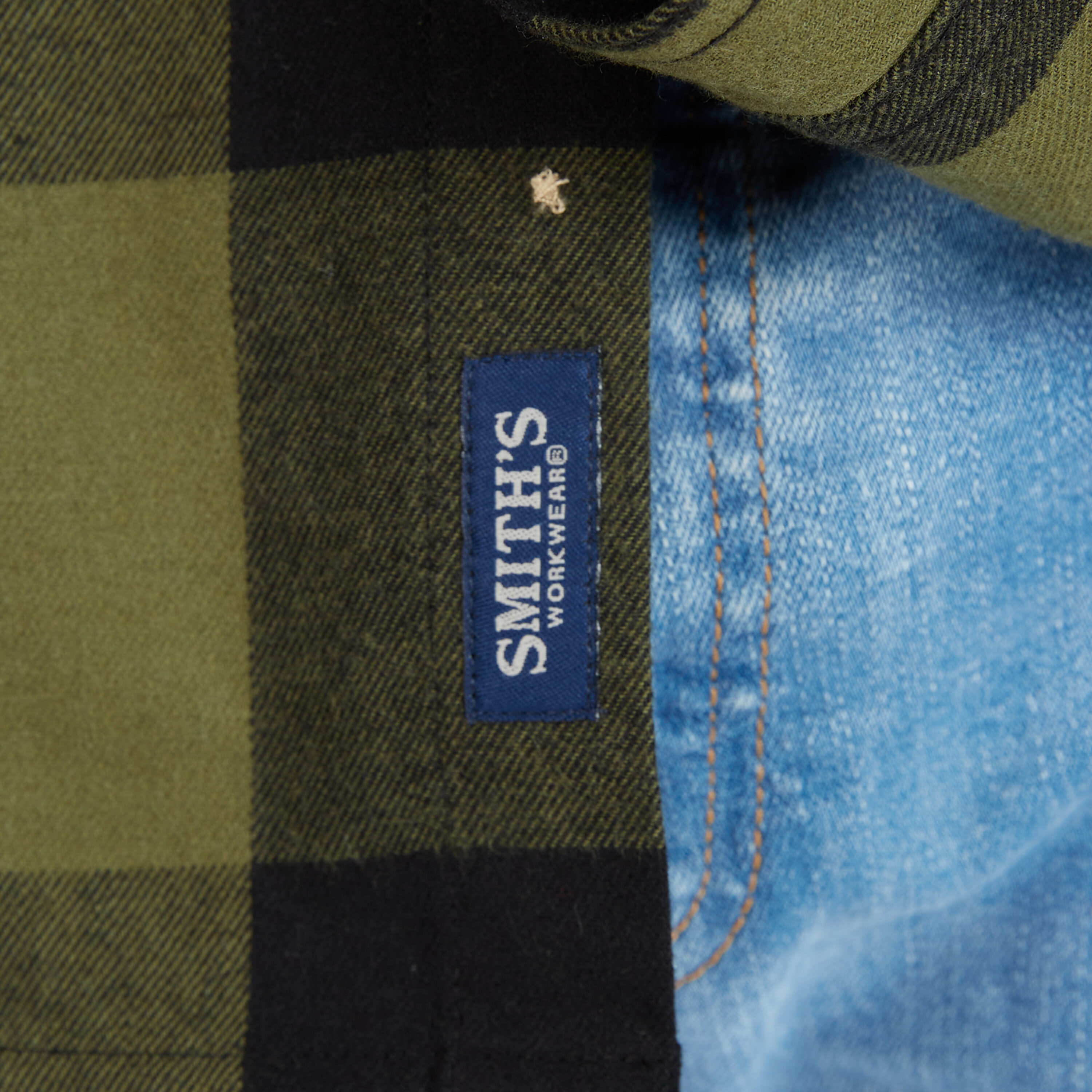 Playera de manga larga a cuadros en tono verde para hombre de Smith's Workwear (talla grande)