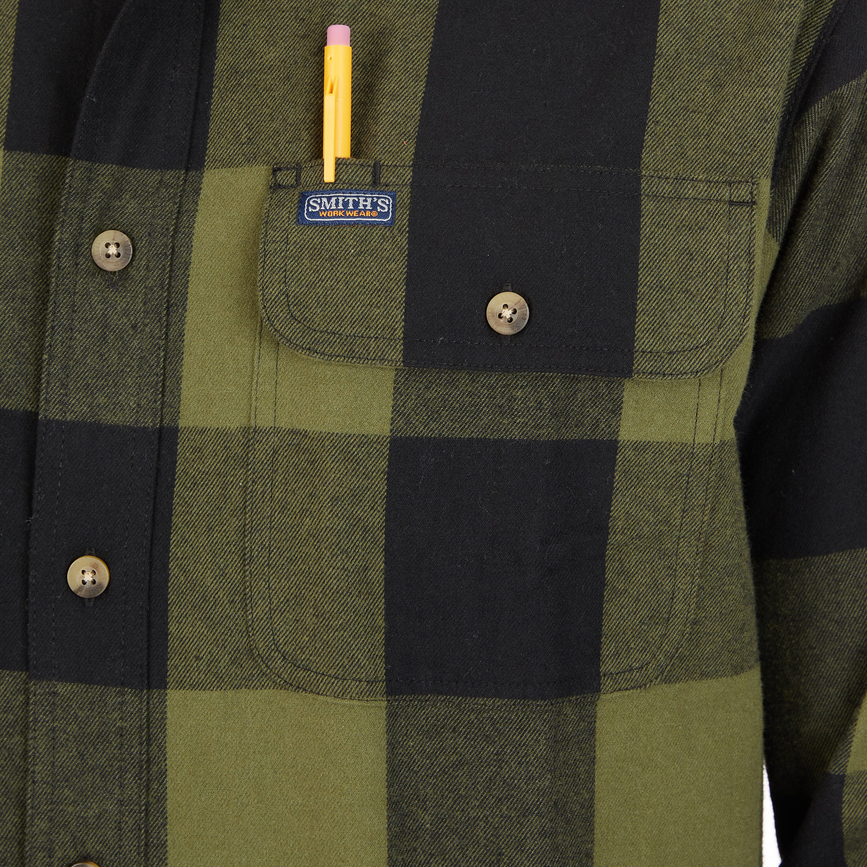 Playera de manga larga a cuadros en tono verde para hombre de Smith's Workwear (talla grande)