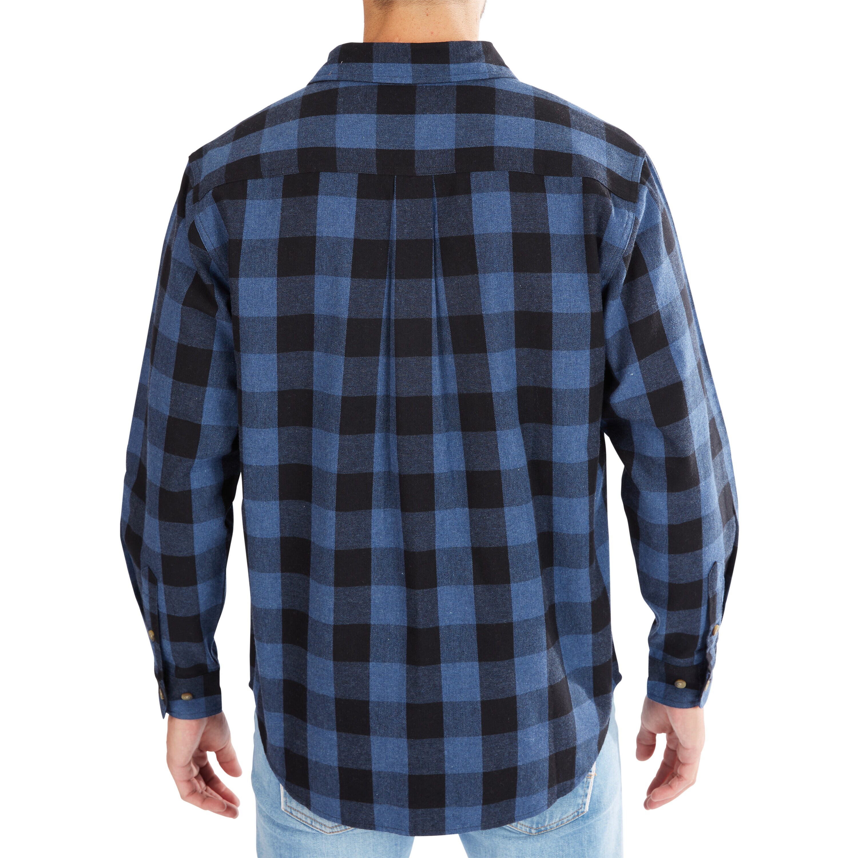 Camisa de botones de manga larga a cuadros azules para hombre de Smith's Workwear (Talla Grande)