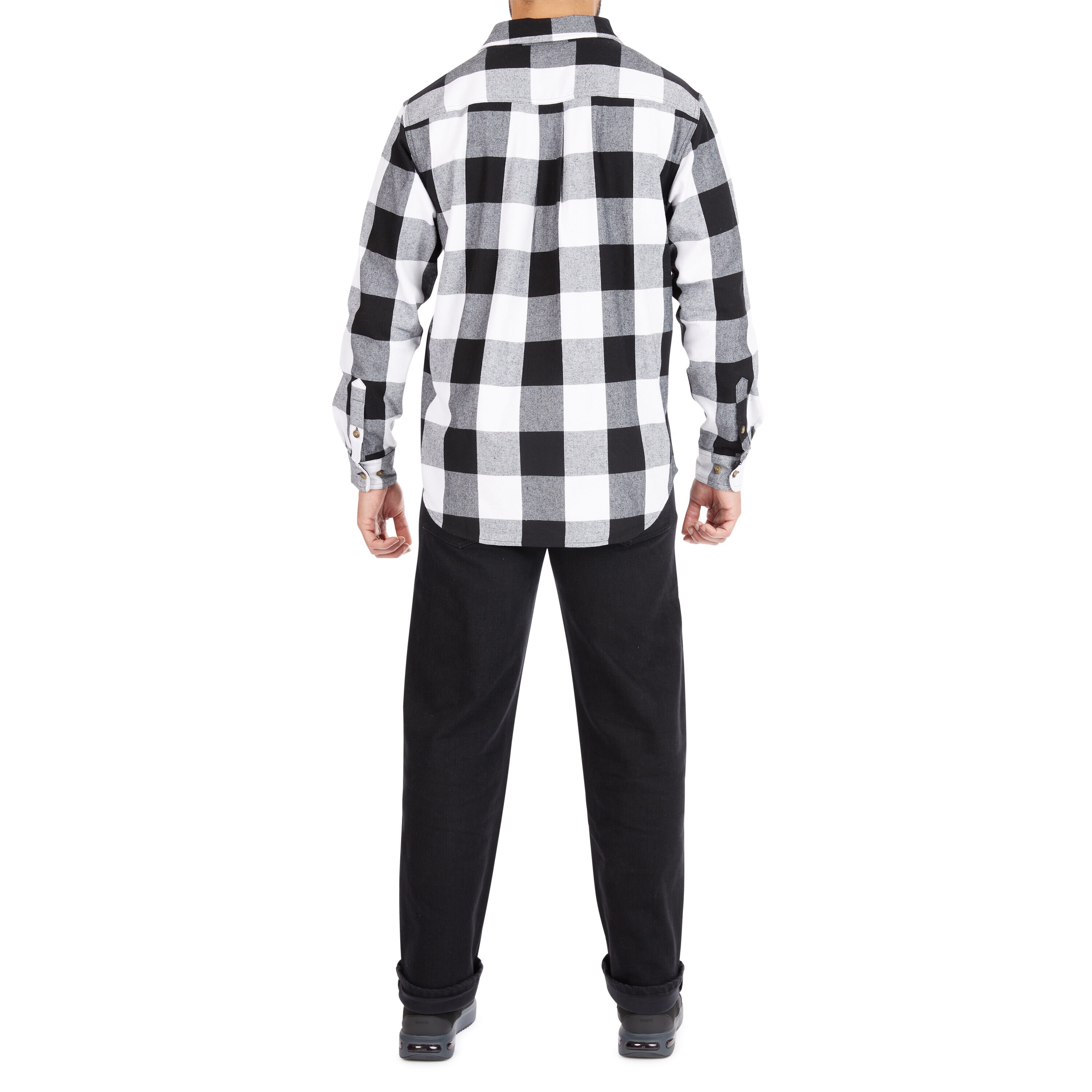 Camisa de botones de manga larga a cuadros en color blanco para hombre de Smith's Workwear (Talla Grande)