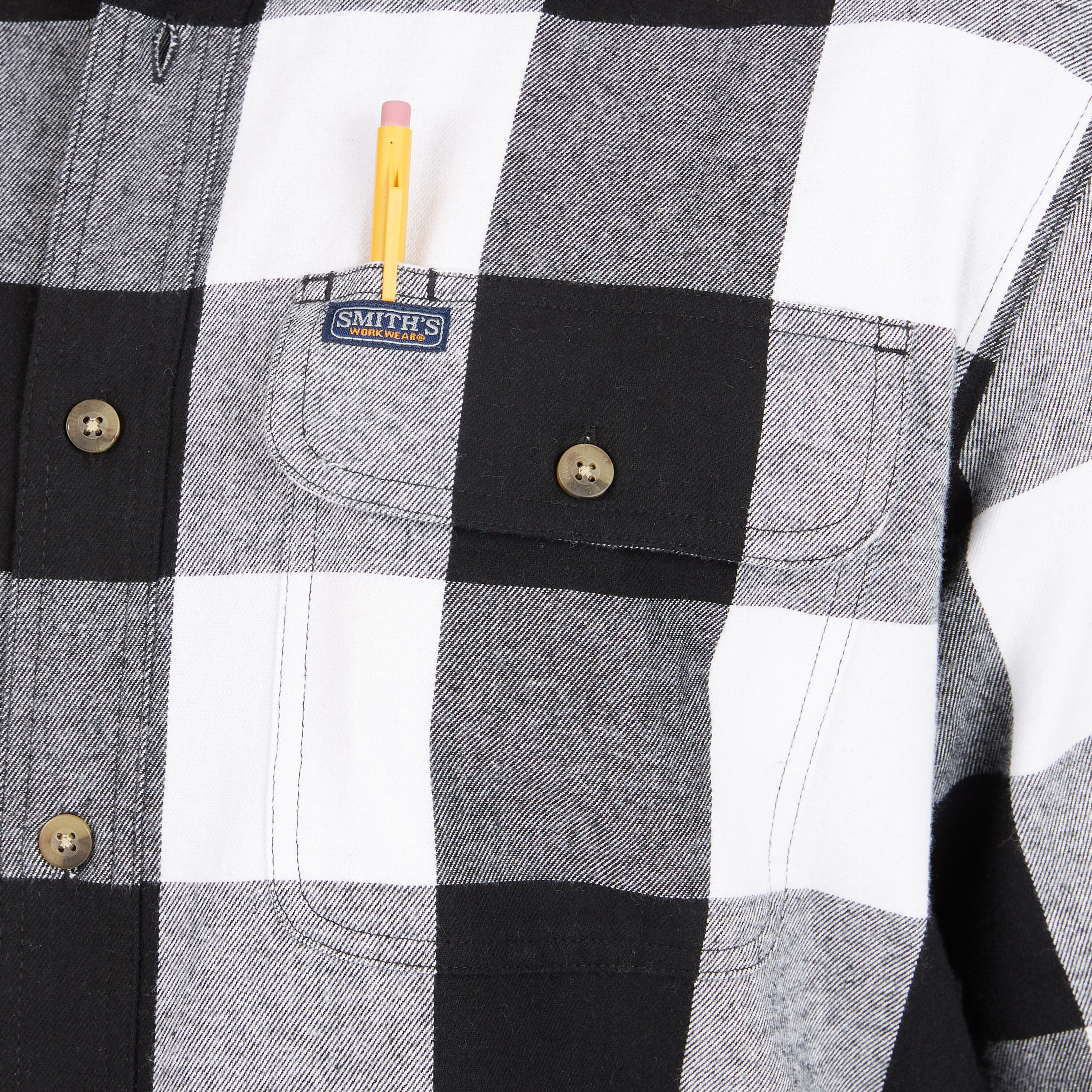 Camisa de botones de manga larga a cuadros en color blanco para hombre de Smith's Workwear (Talla Grande)