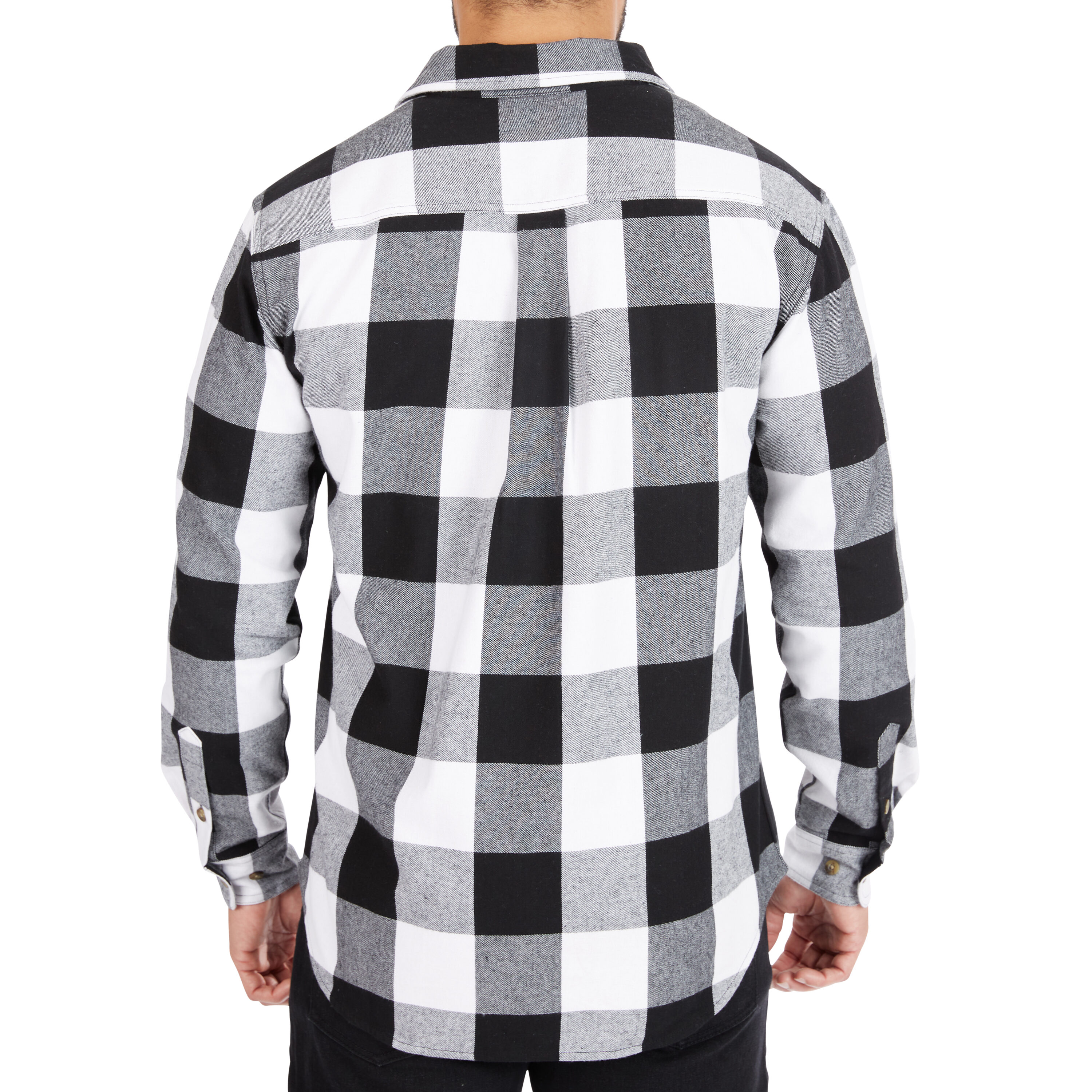Camisa de botones de manga larga a cuadros en color blanco para hombre de Smith's Workwear (Talla Grande)