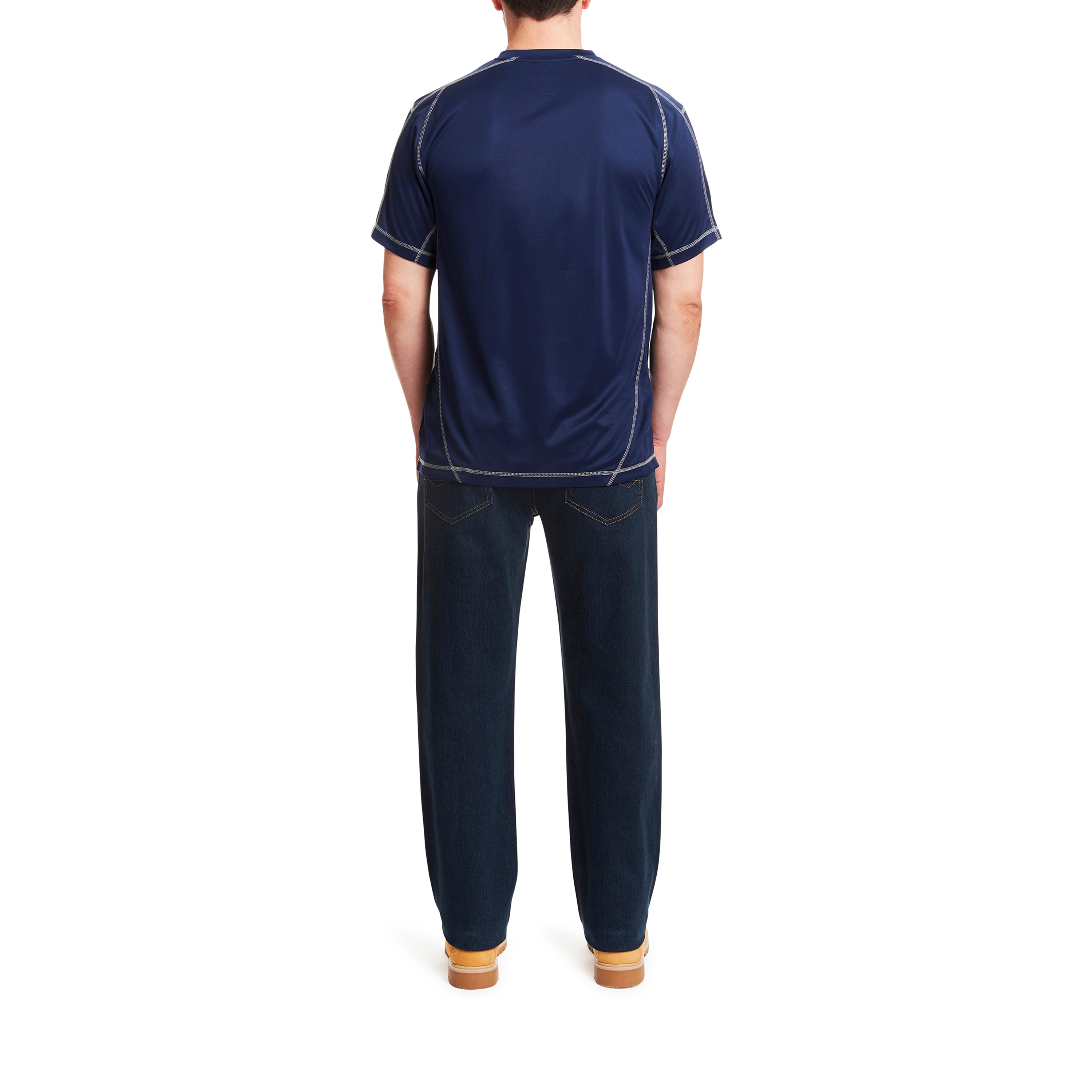 Playera de algodón azul lisa de manga corta para hombre de Smith's Workwear (2XL)