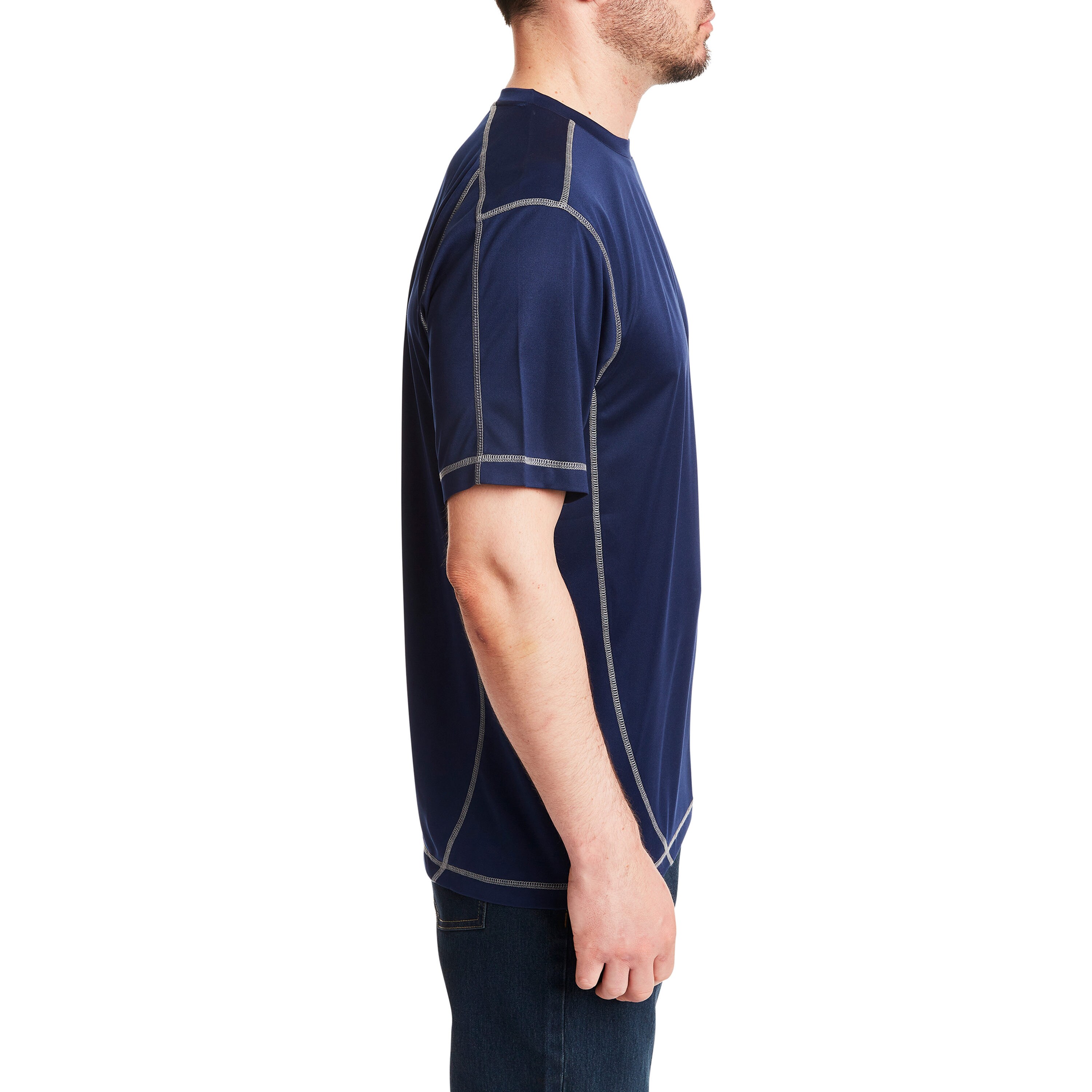 Playera de algodón azul lisa de manga corta para hombre de Smith's Workwear (2XL)