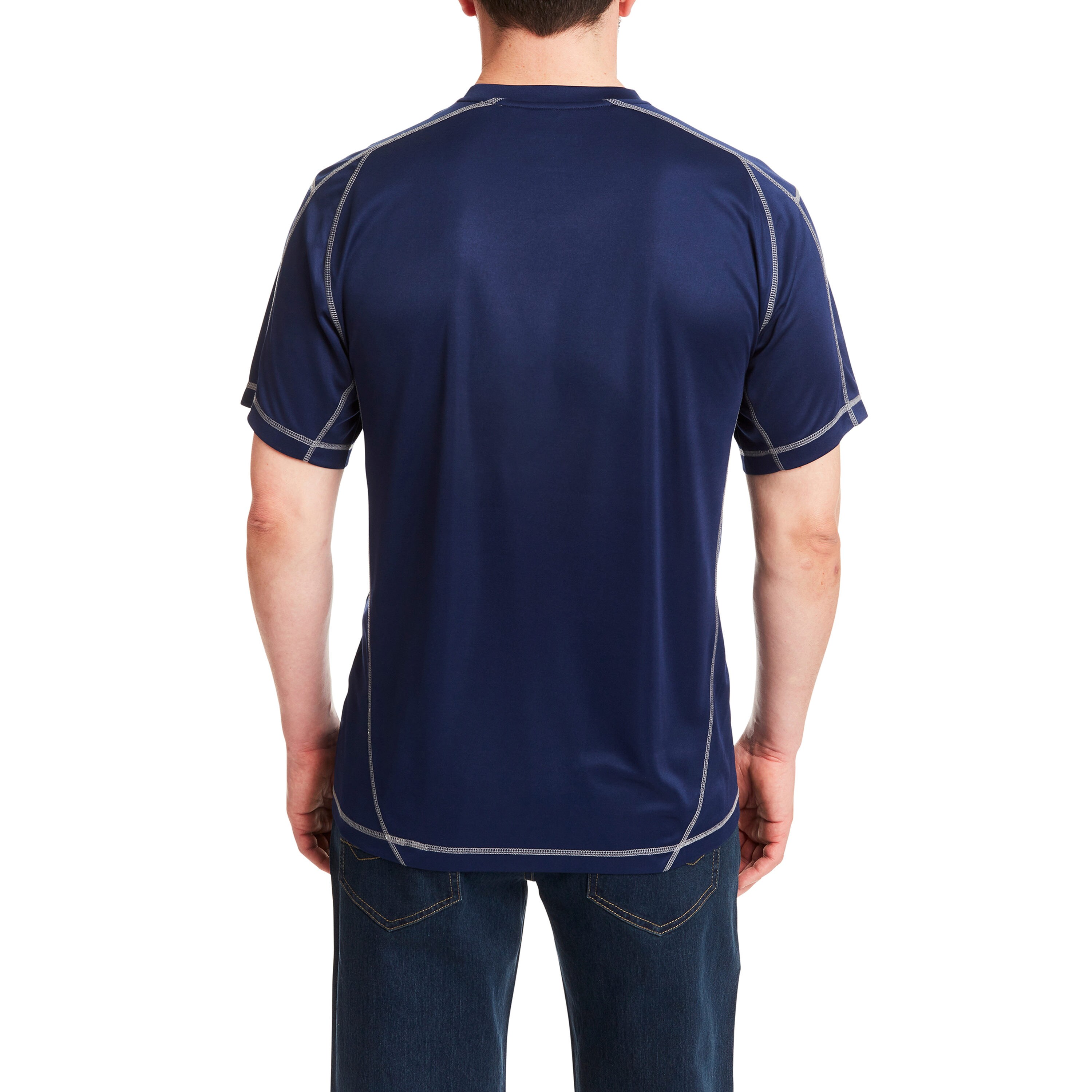 Playera de algodón azul lisa de manga corta para hombre de Smith's Workwear (2XL)