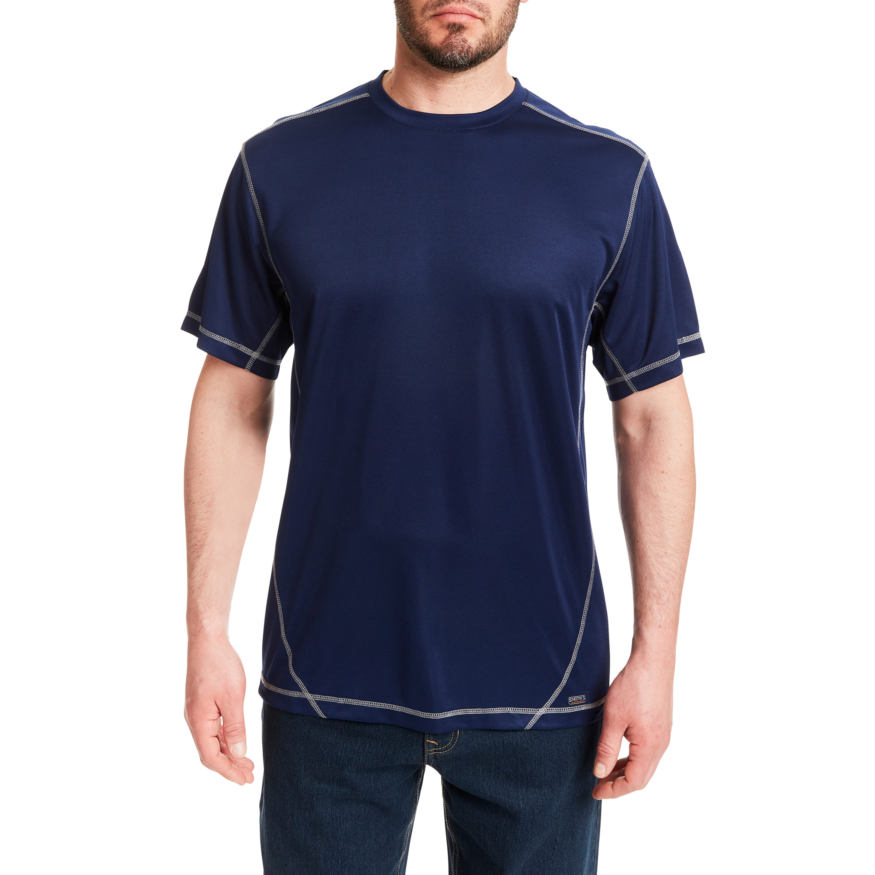 Playera de algodón azul lisa de manga corta para hombre de Smith's Workwear (2XL)