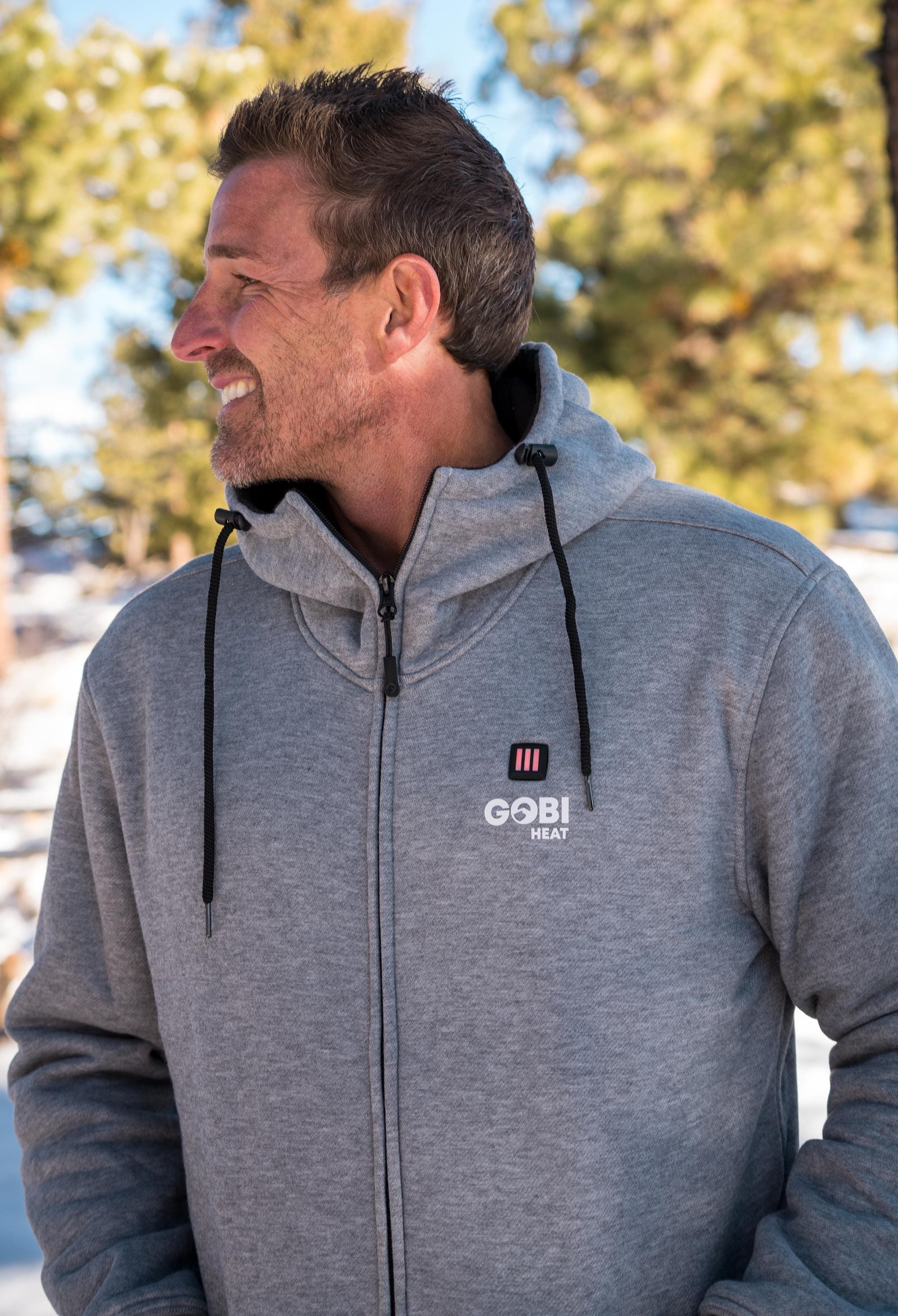 Sudadera con capucha térmica de manga larga para hombre en color gris (talla grande)