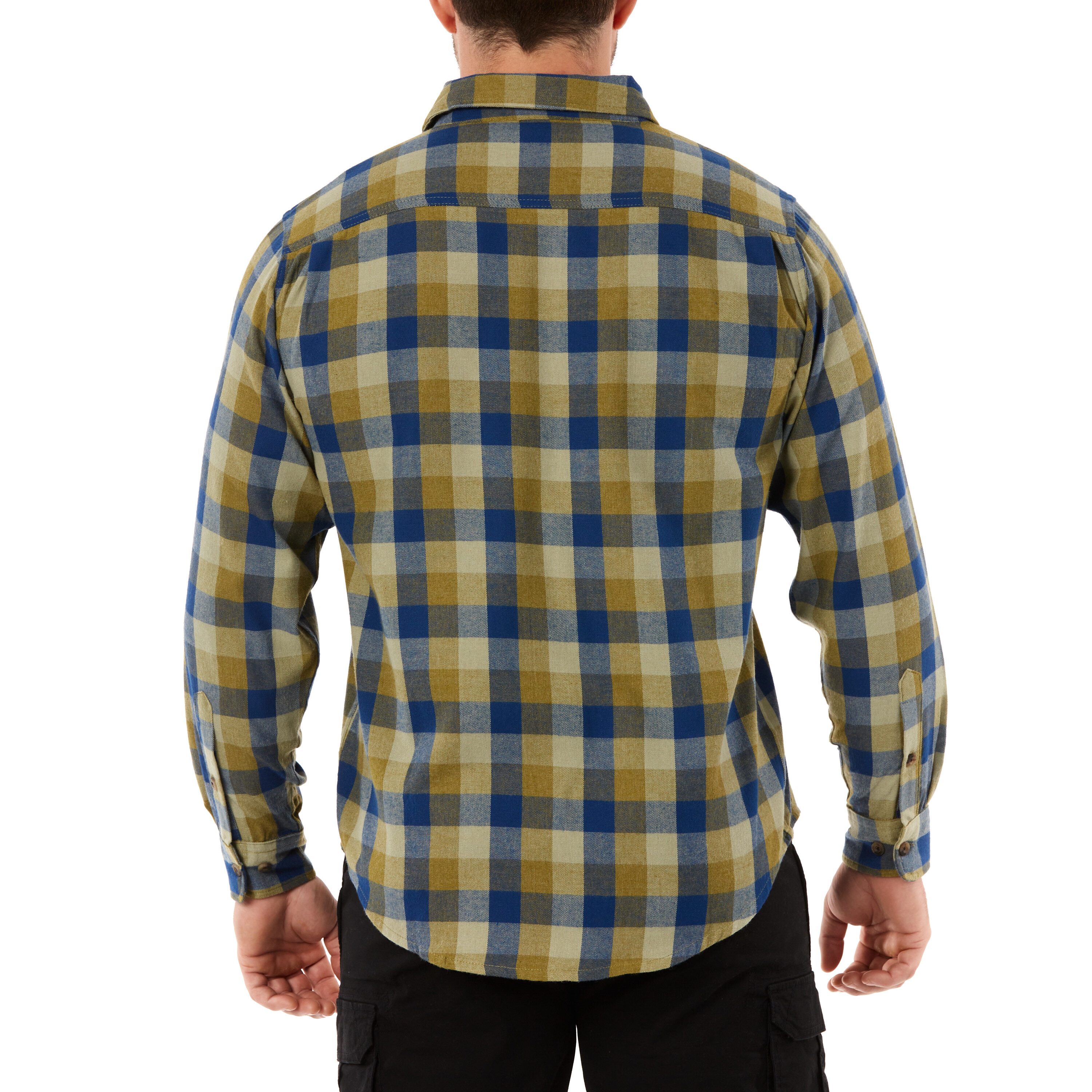 Camisa de botón a cuadros de manga larga verde tejida para hombre de Smith's Workwear (Mediana)