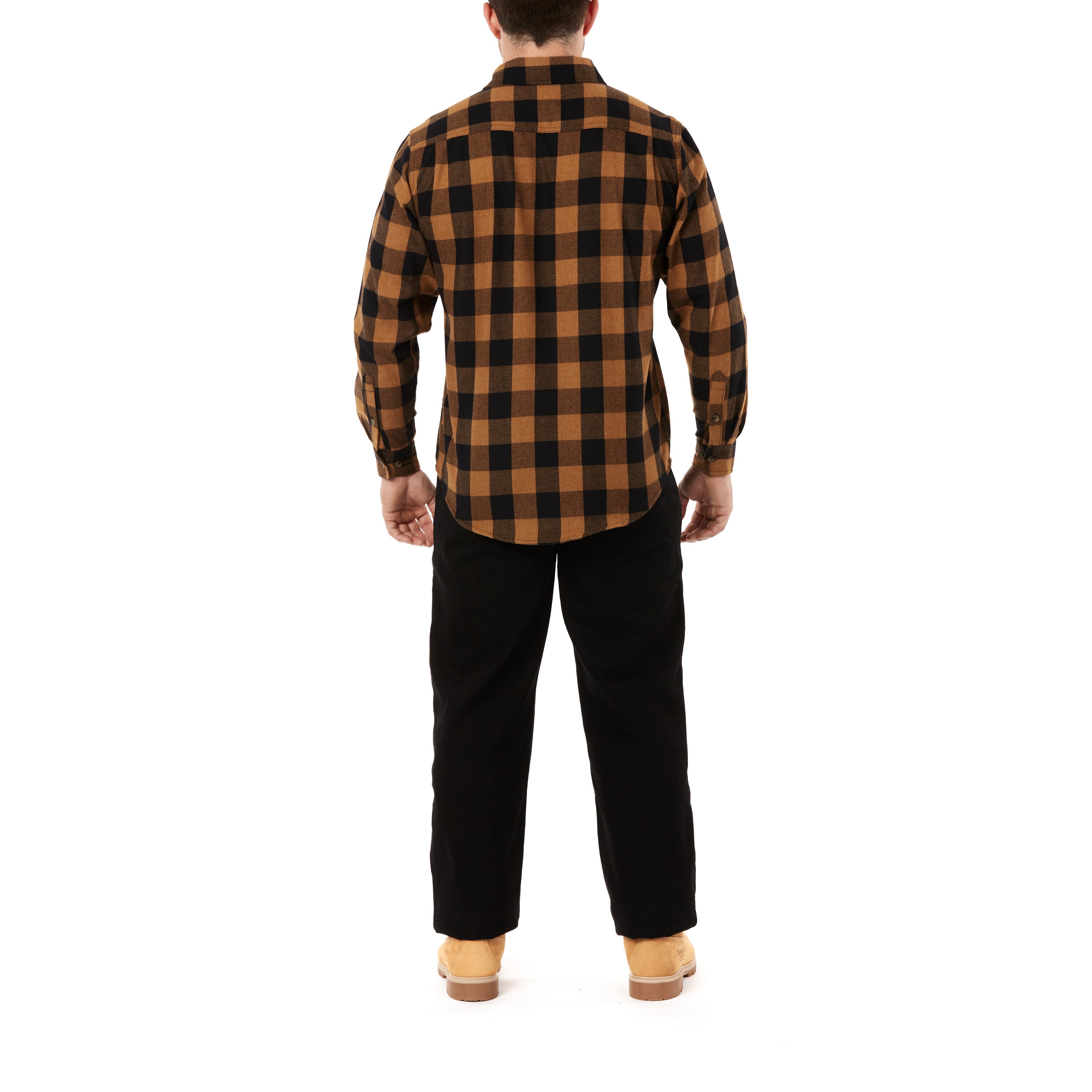 Camisa de manga larga a cuadros tejida en marrón para hombre de Smith's Workwear (Talla Mediana)