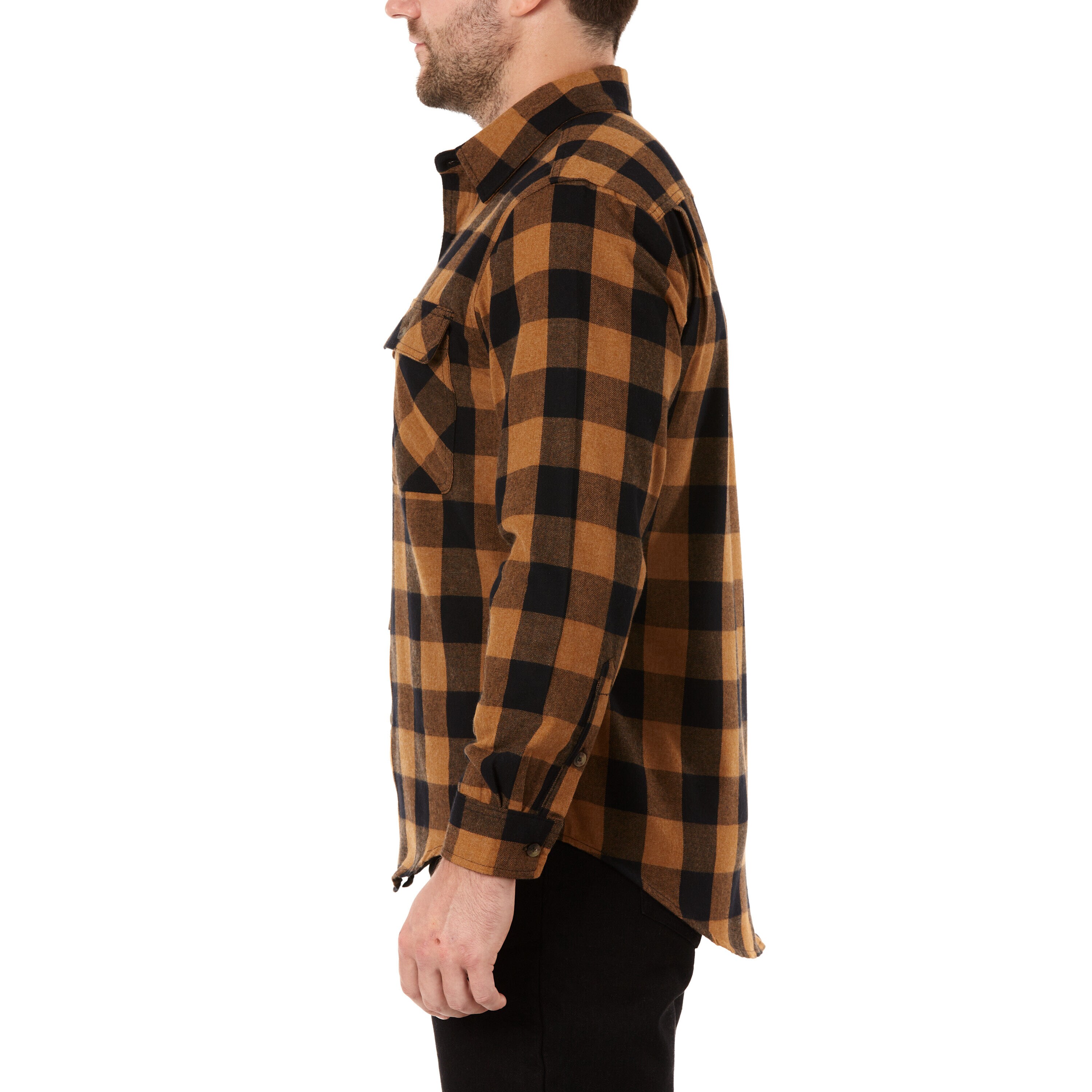 Camisa de manga larga a cuadros tejida en marrón para hombre de Smith's Workwear (Talla Mediana)