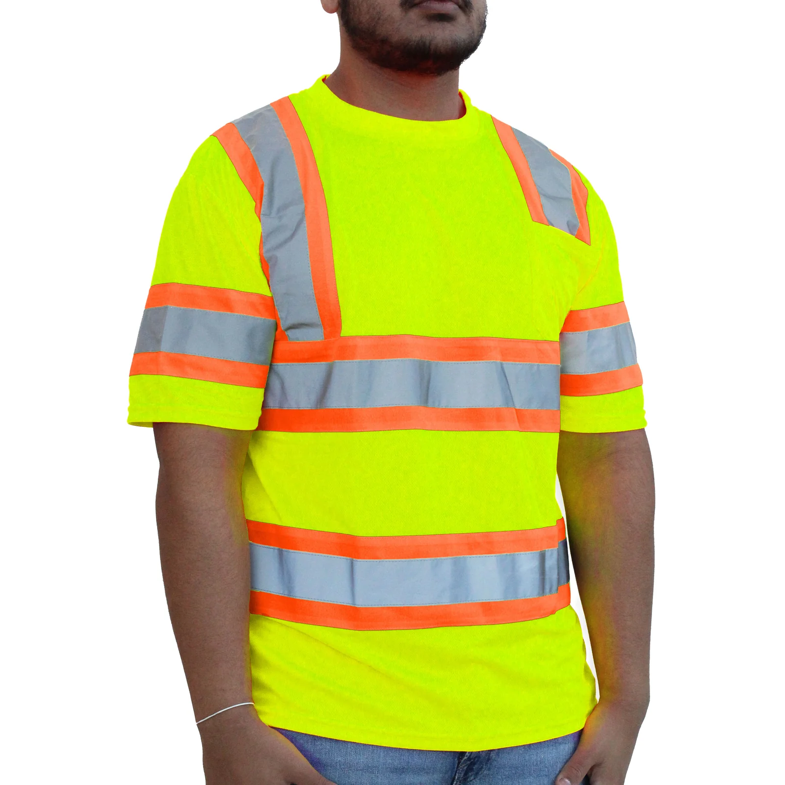 Playera verde de manga corta unisex para adulto con tecnología Glow Shield (Talla Mediana) HW103FG (M)