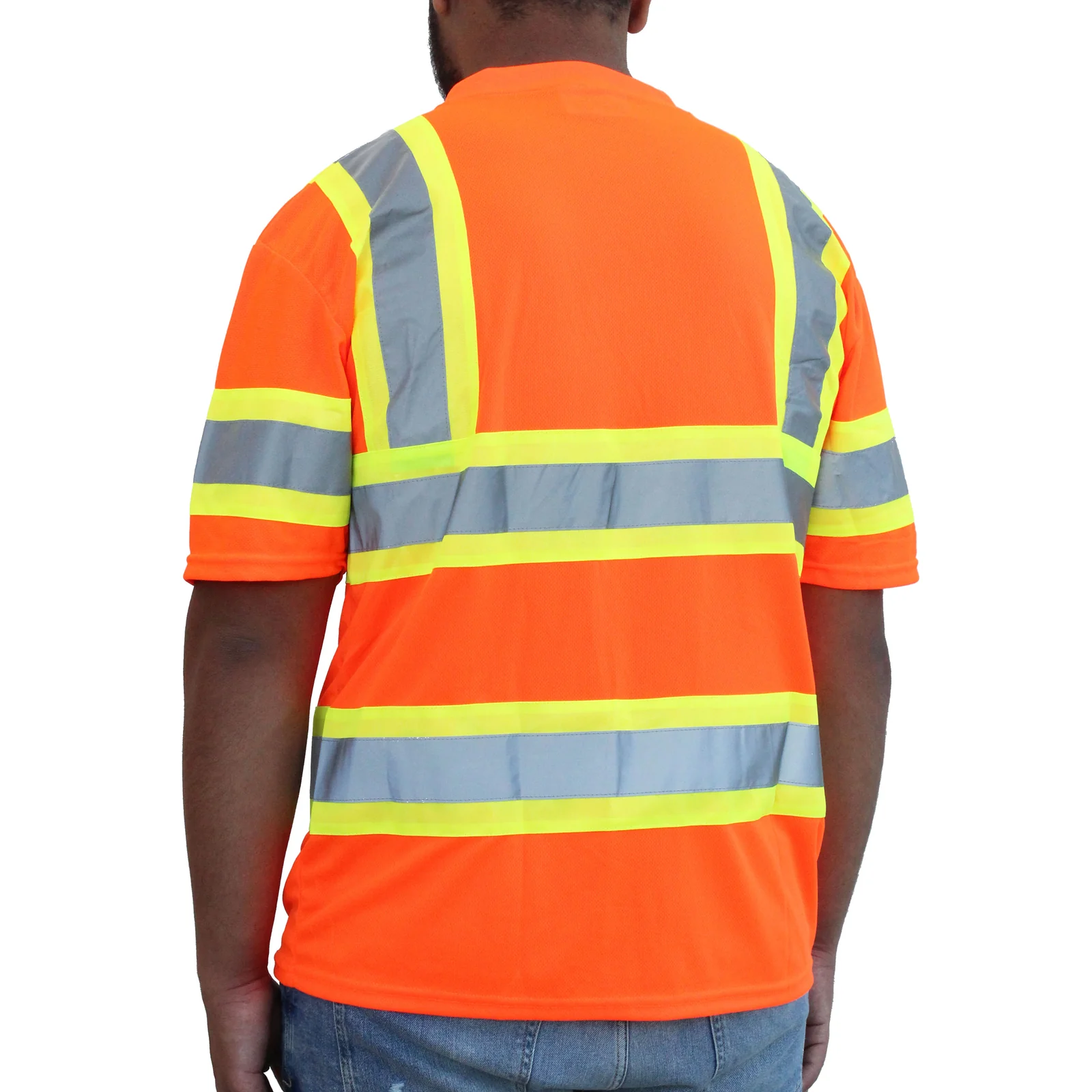 Playera de malla naranja de manga corta unisex para adulto Glow Shield (mediana) HW103FO (M)