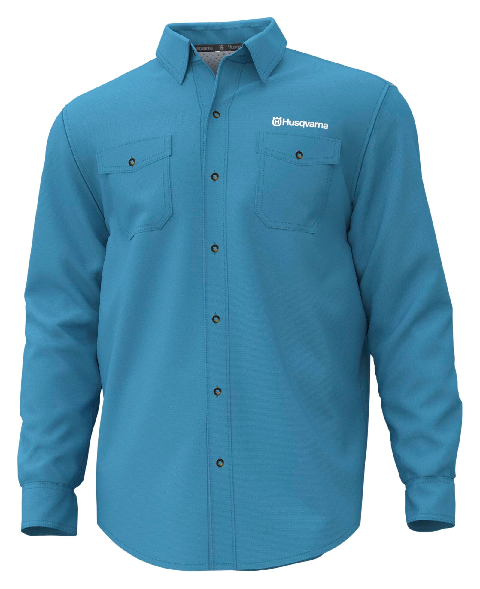 Polo Sólido de Manga Larga Azul para Hombre (XS) de Husqvarna