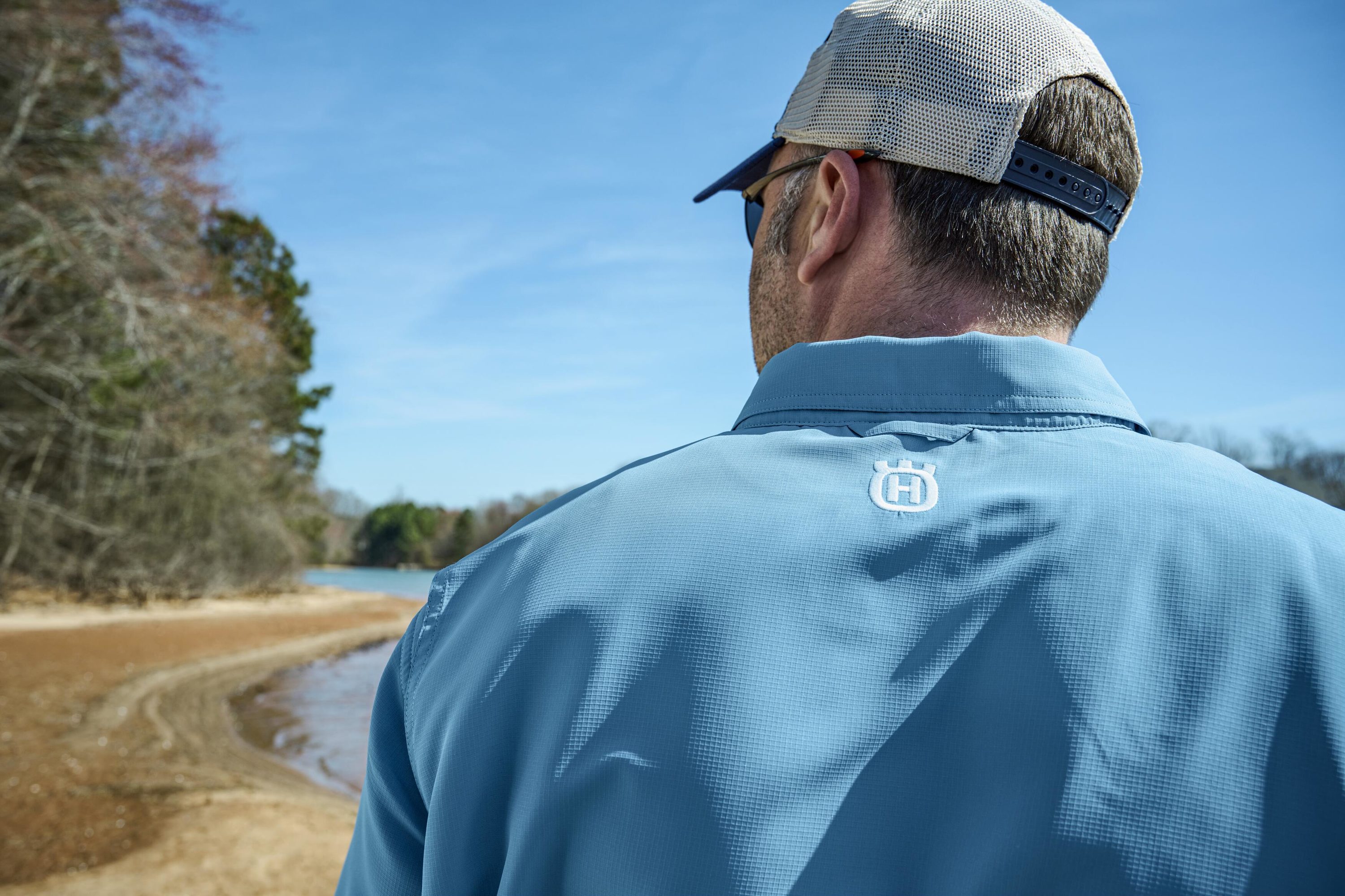 Polo Sólido de Manga Larga Azul para Hombre (XS) de Husqvarna