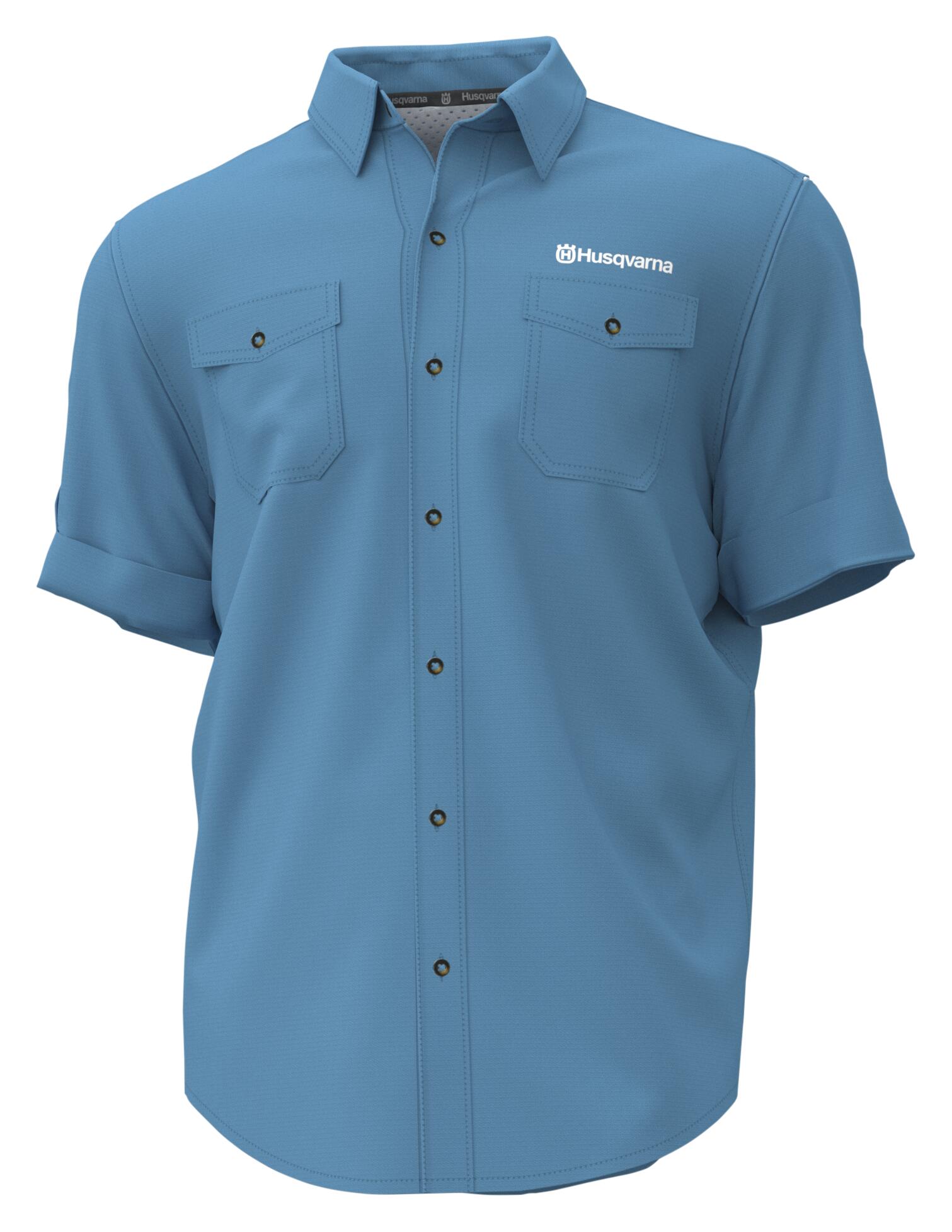 Polo Sólido de Manga Larga Azul para Hombre (XS) de Husqvarna