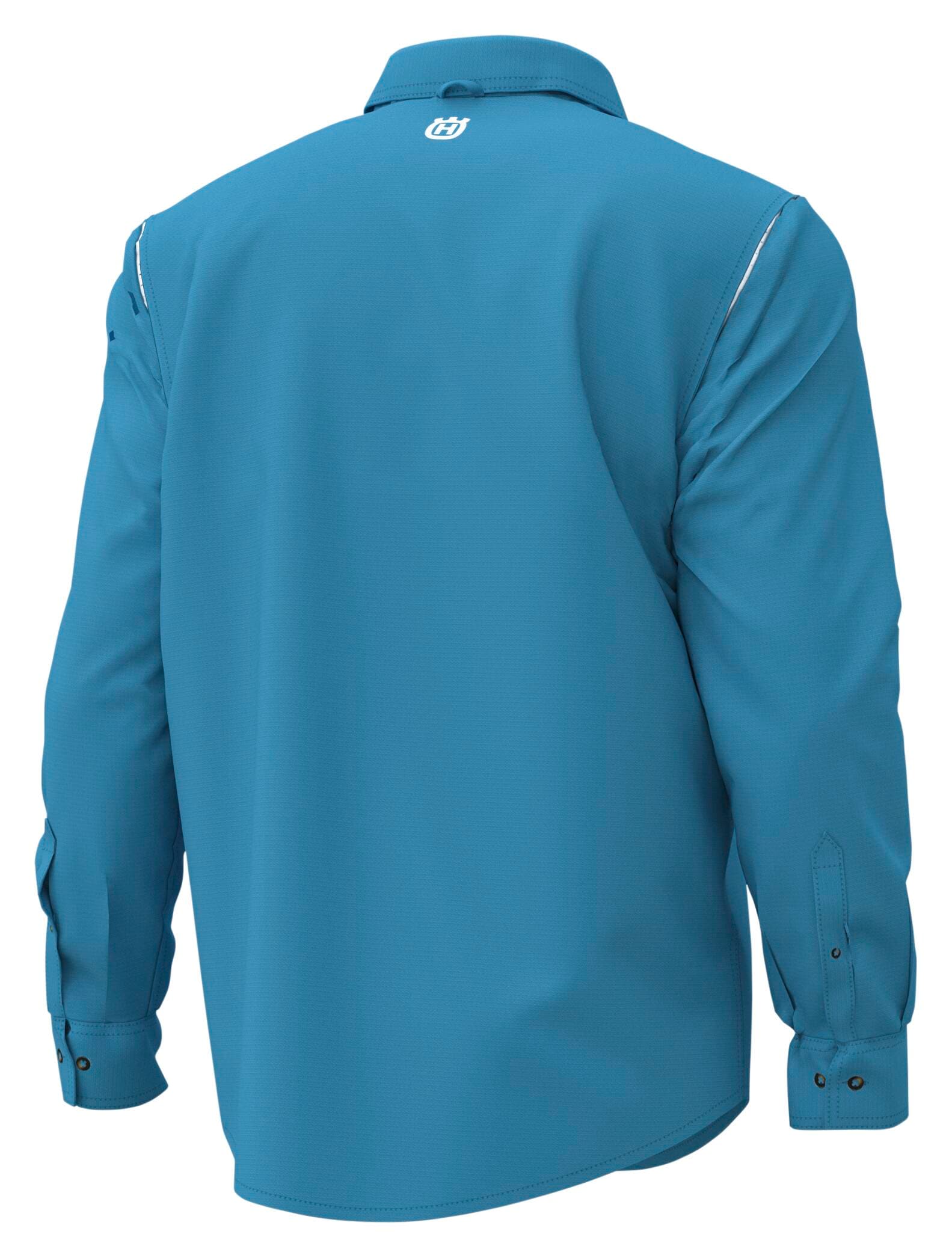 Polo Sólido de Manga Larga Azul para Hombre (XS) de Husqvarna
