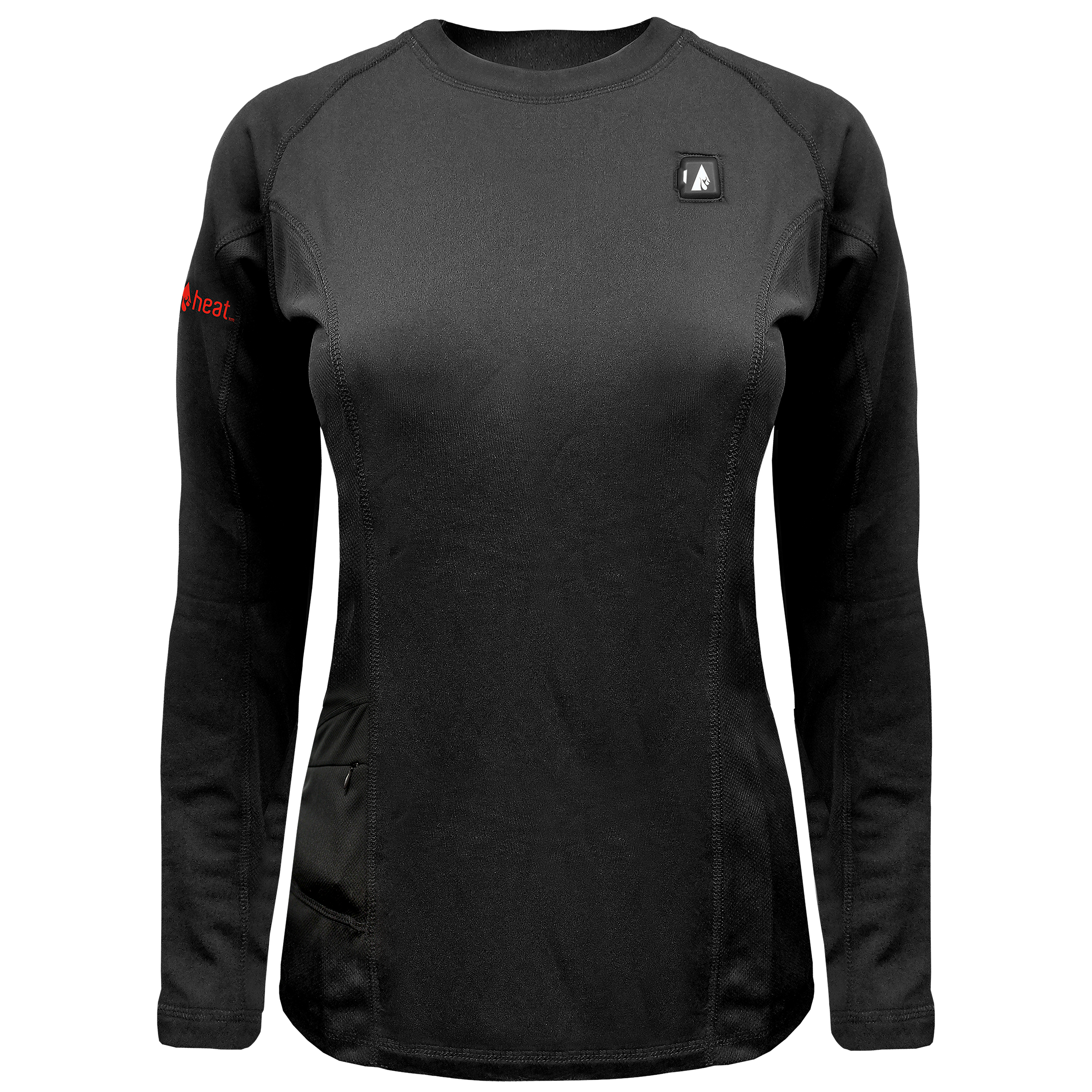 Playera térmica negra de manga larga tejida para mujer de ActionHeat (Talla mediana)